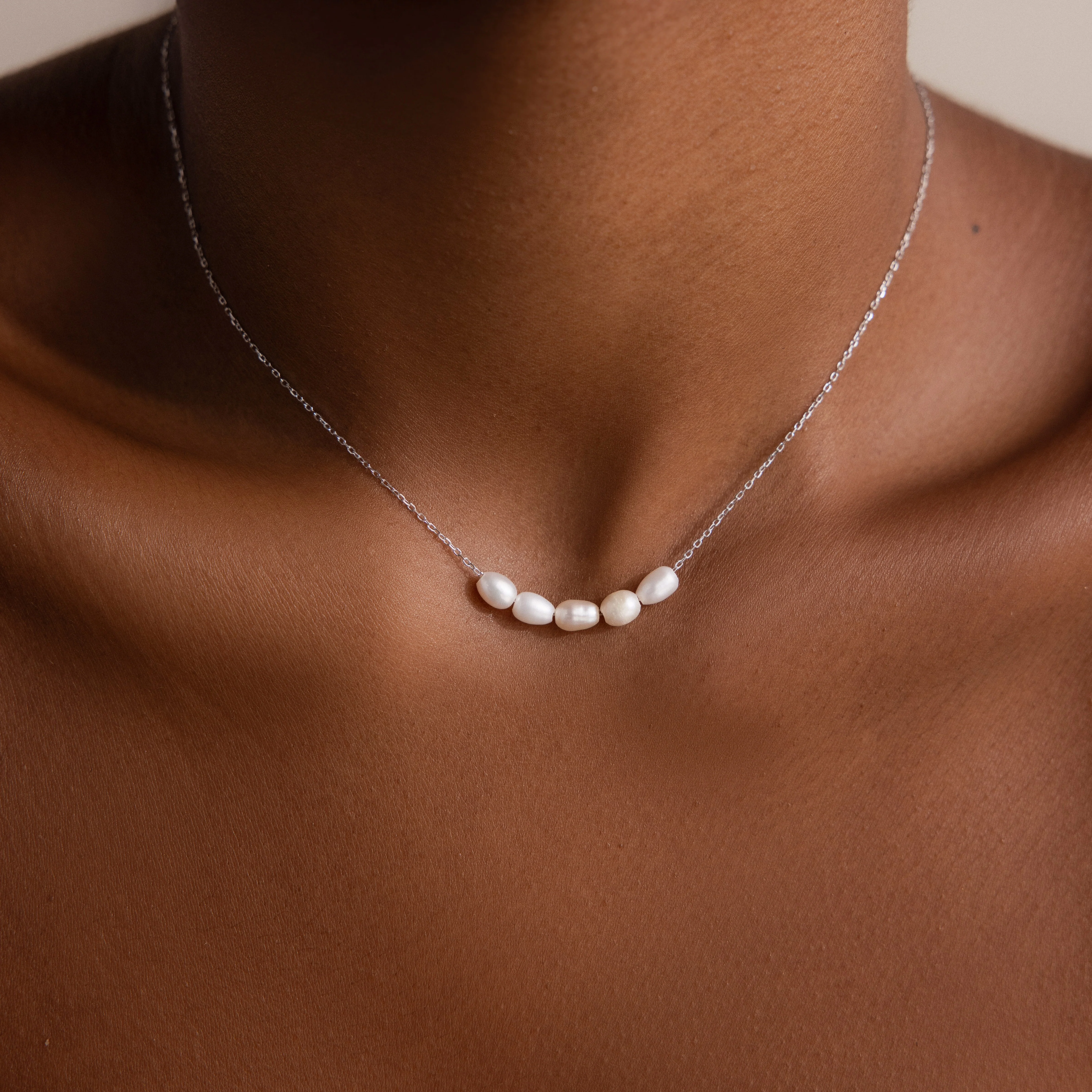 Pearl Bead Necklace in Silver - Image 2
