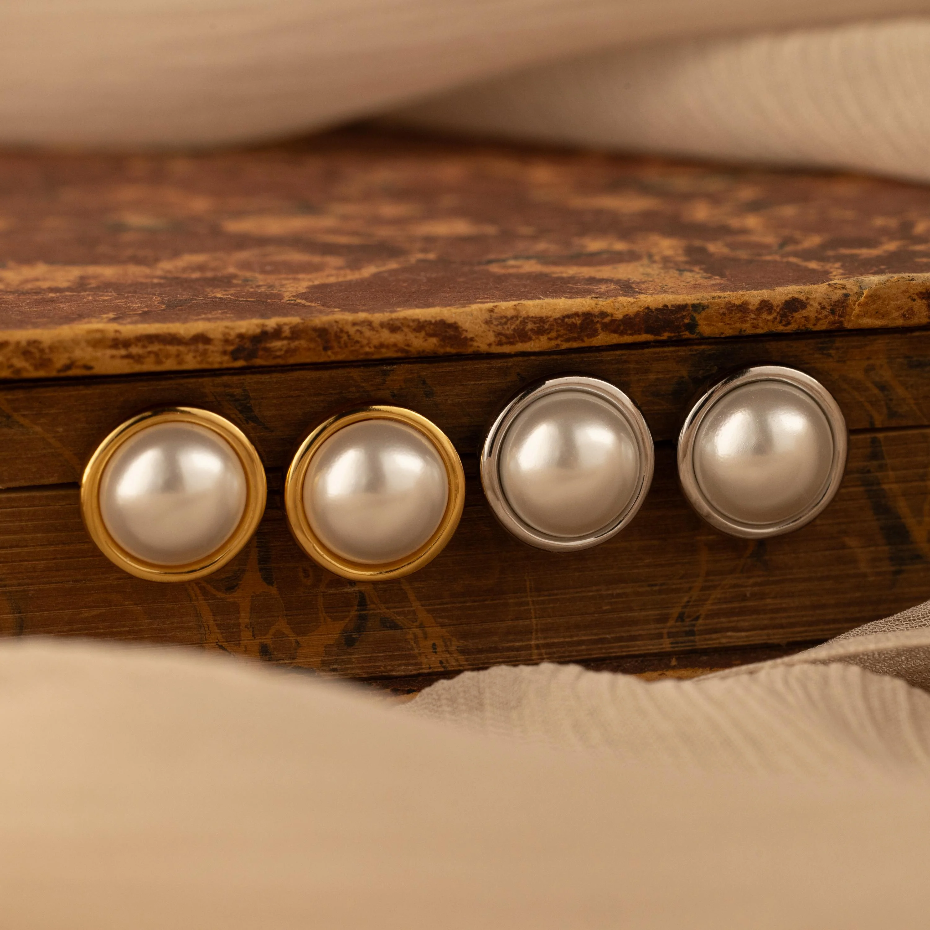 Pearl Bezel Studs - Image 4