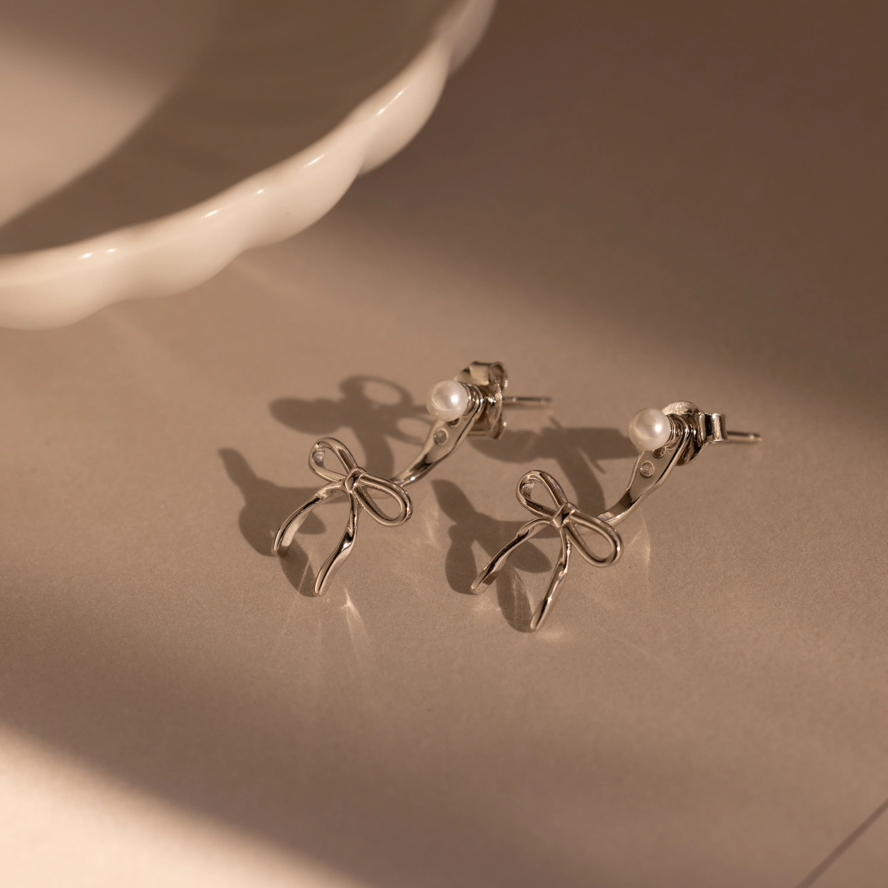 Pearl & Bow Ear Jackets - Image 2