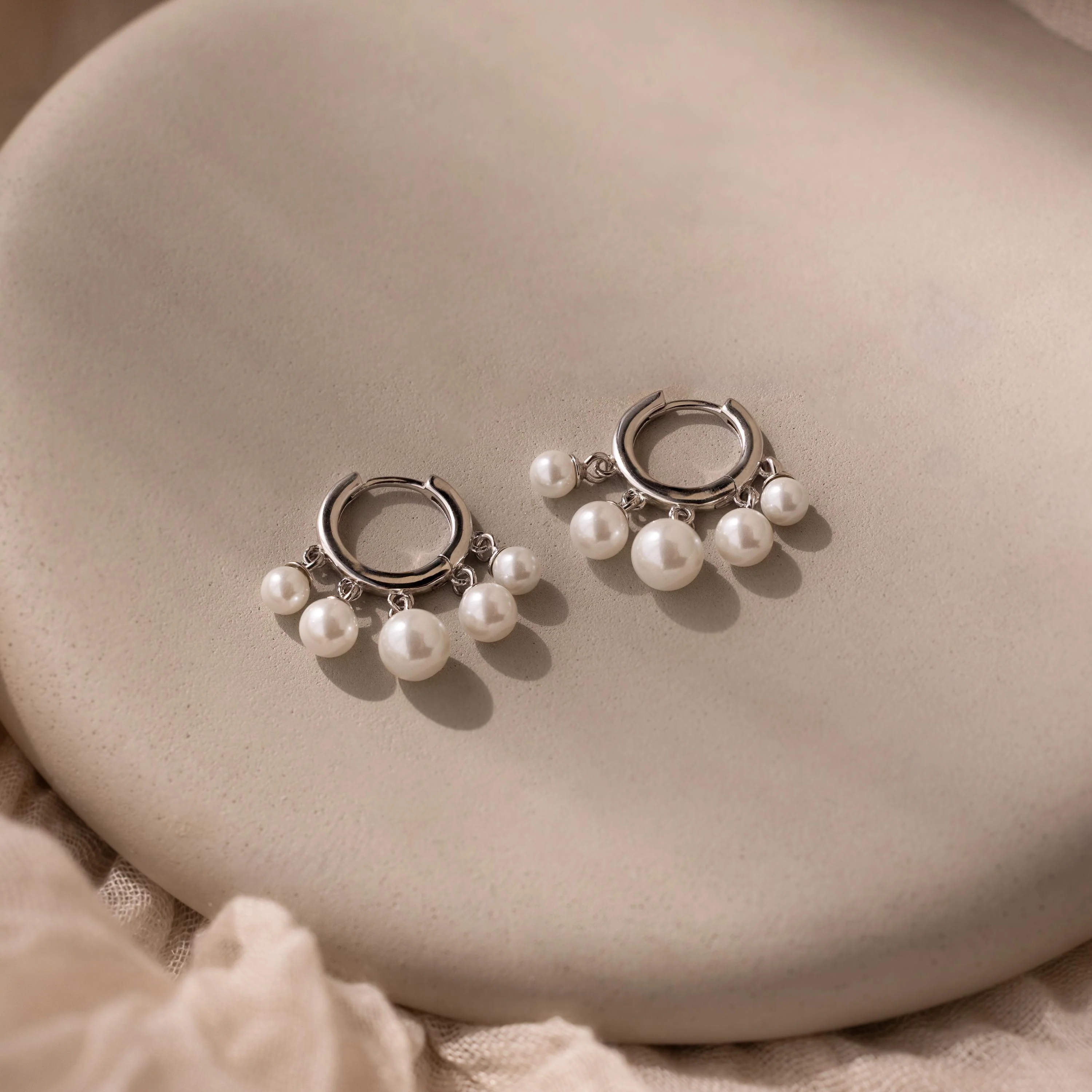 Pearl Chandelier Huggies - Image 5