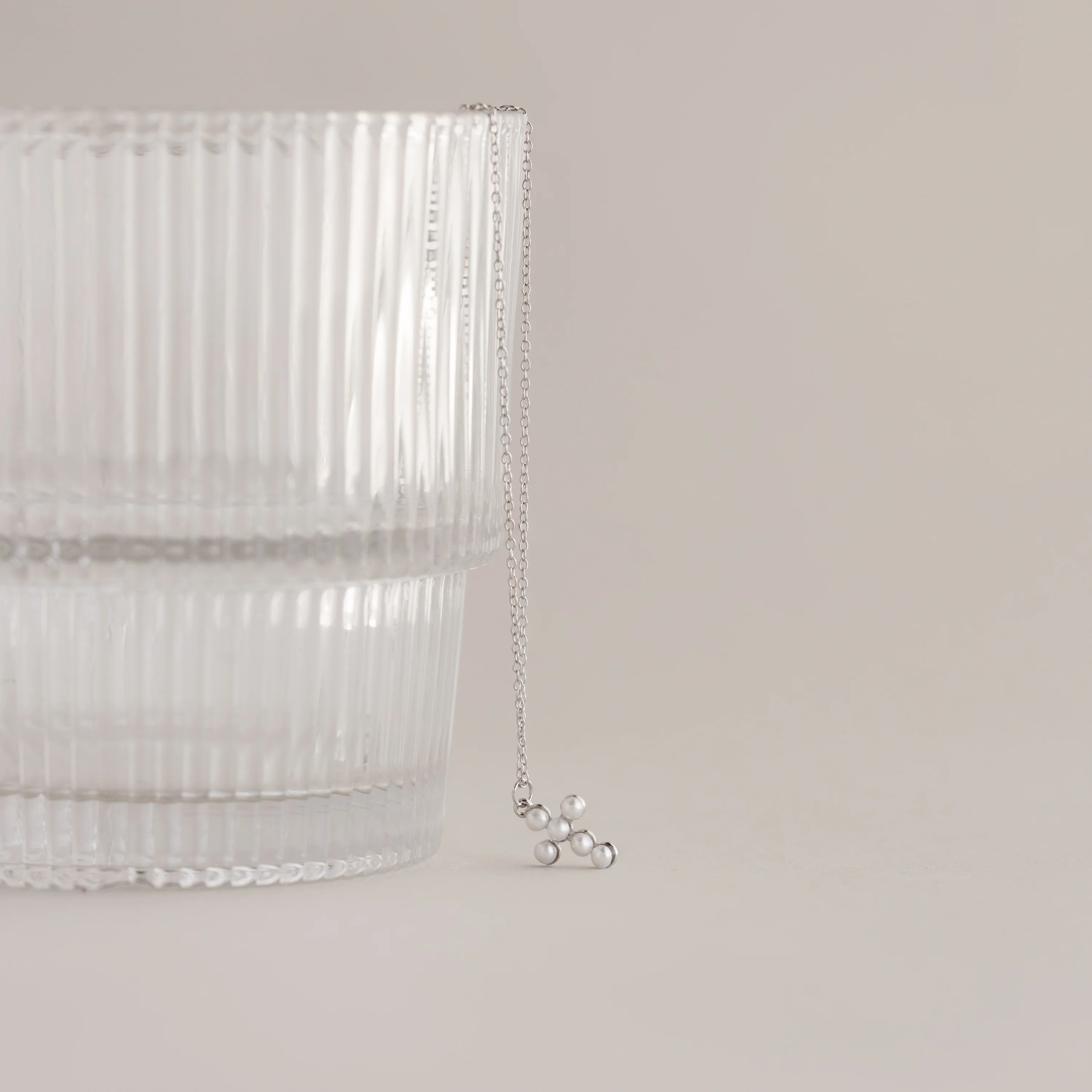 Pearl Cross Necklace in Silver - Image 3
