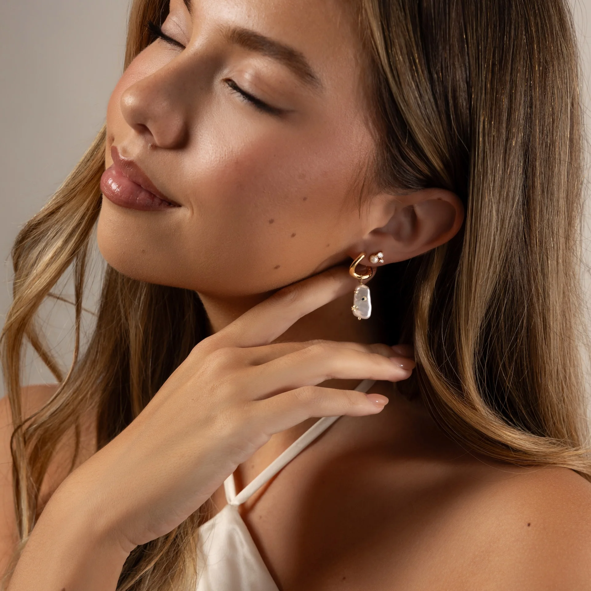 Pearl Diamond Cluster Studs - Image 9
