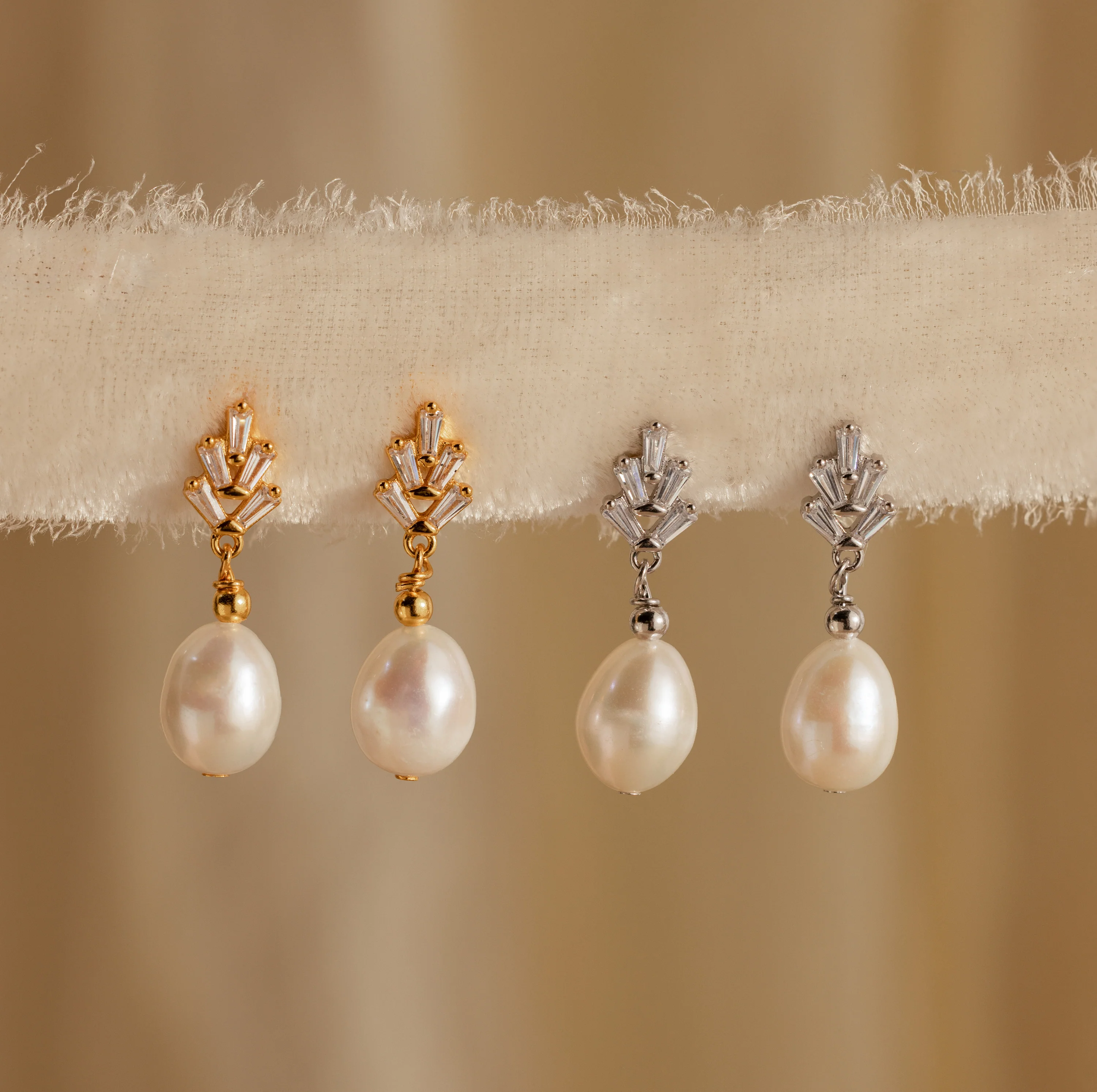 Pearl Diamond Drop Earrings - Image 7