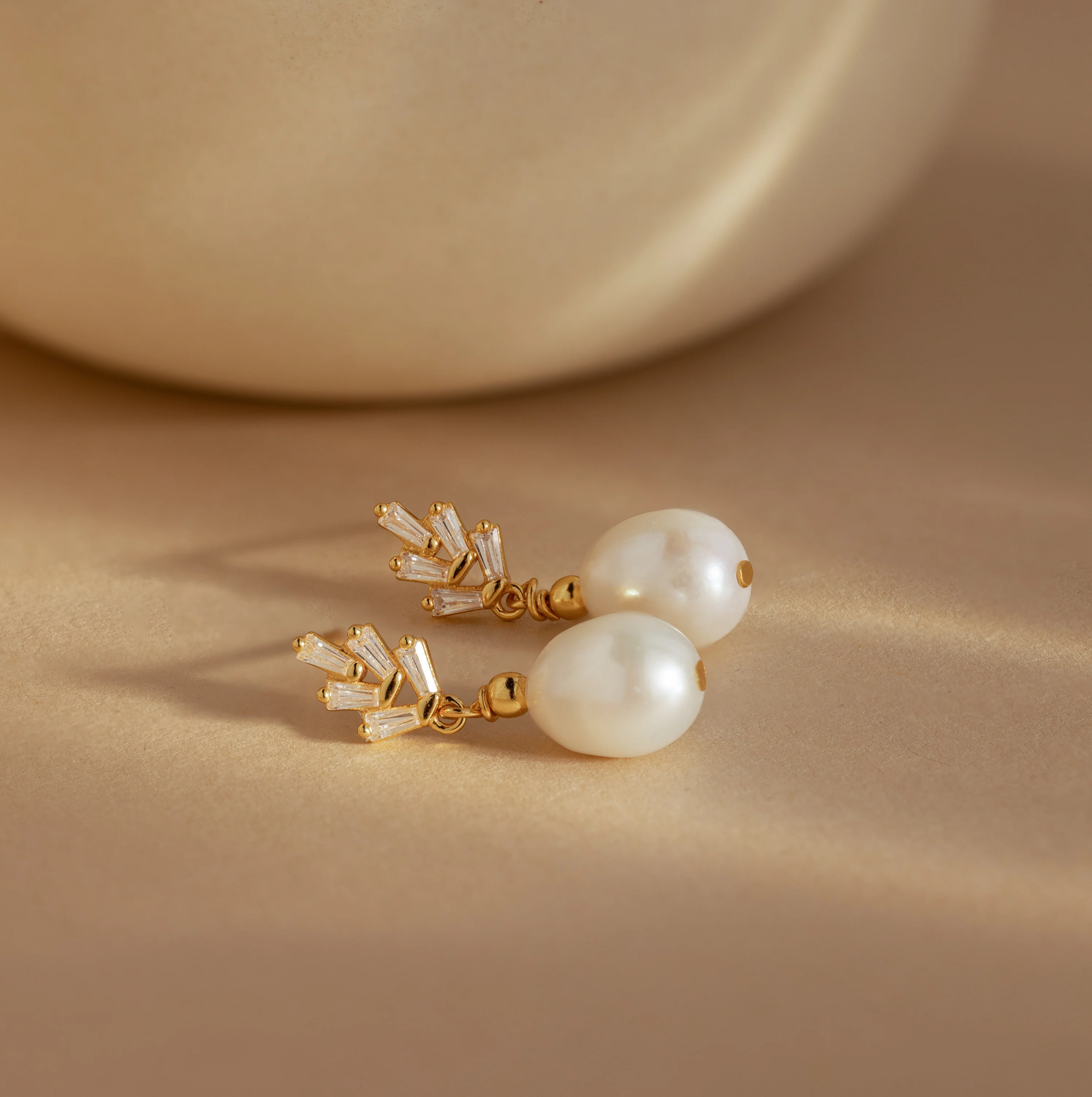 Pearl Diamond Drop Earrings - Image 9