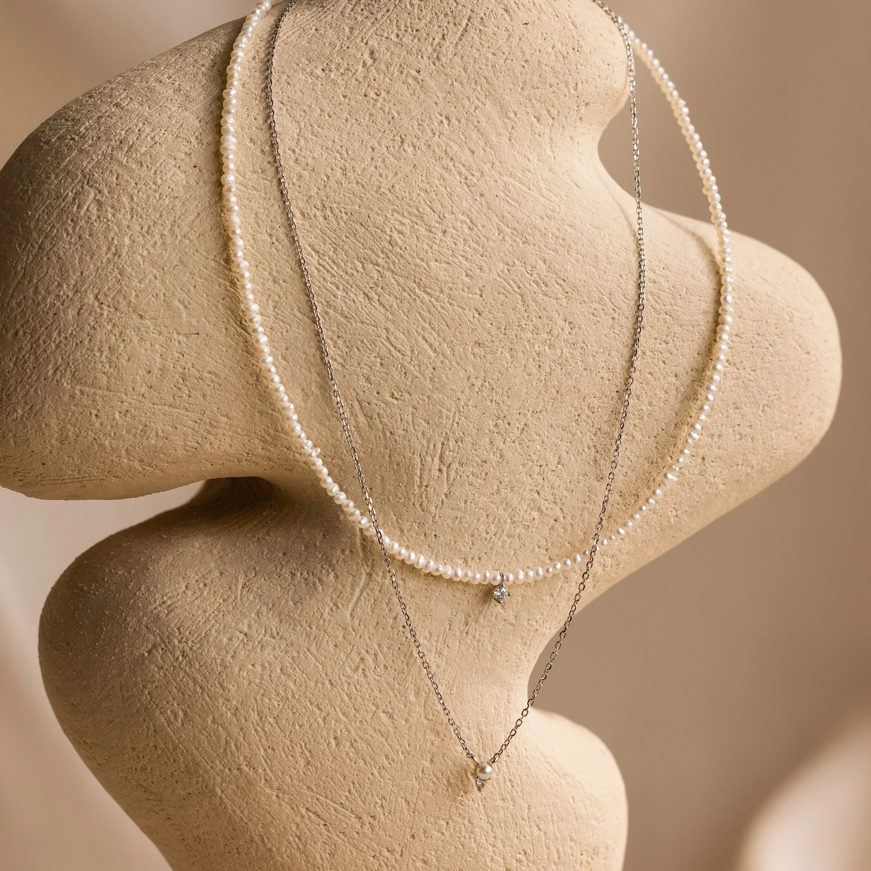 Pearl & Diamond Duo Necklace - Image 5