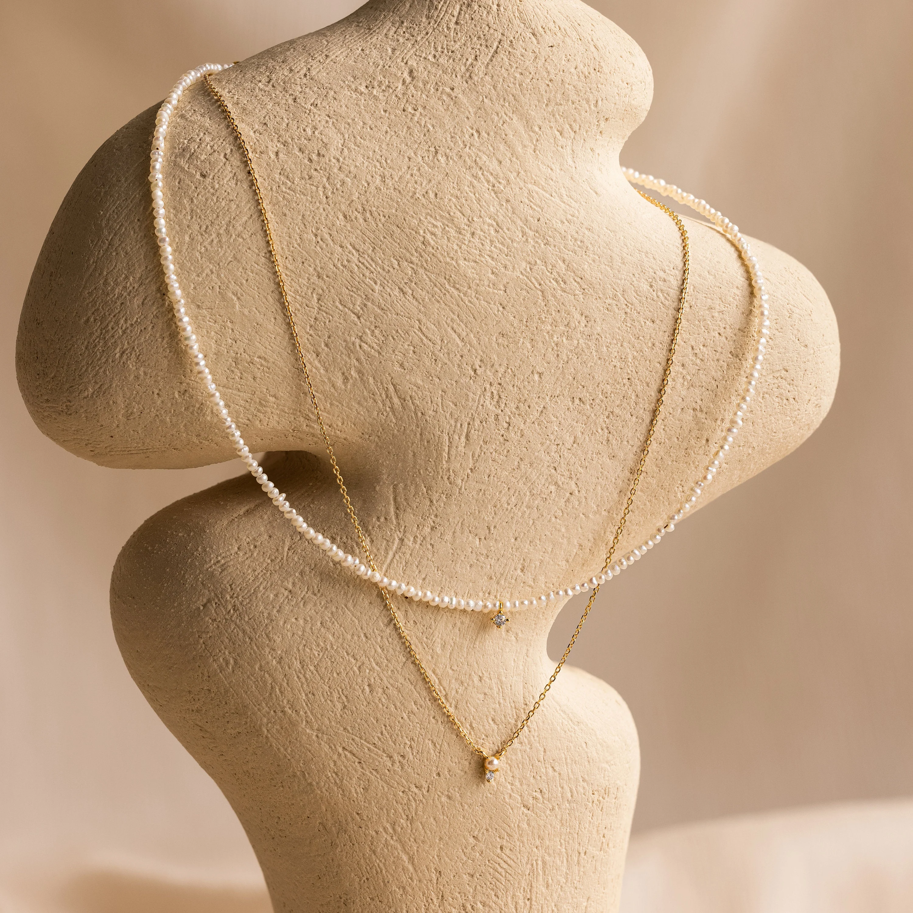 Pearl & Diamond Duo Necklace - Image 7