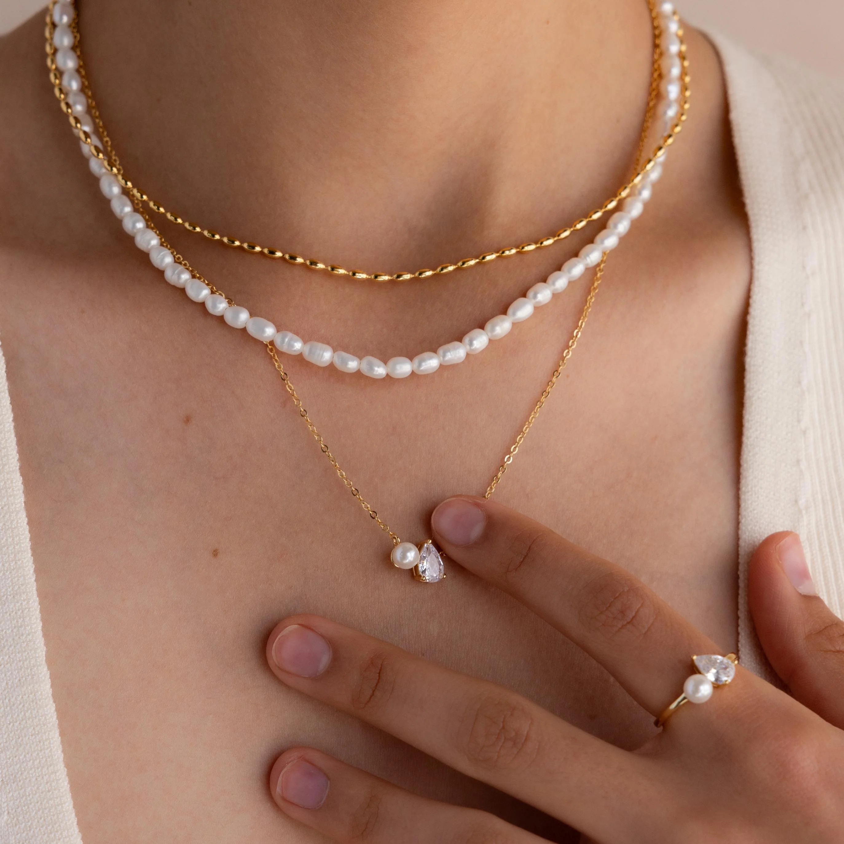 Pearl Diamond Necklace - Image 4