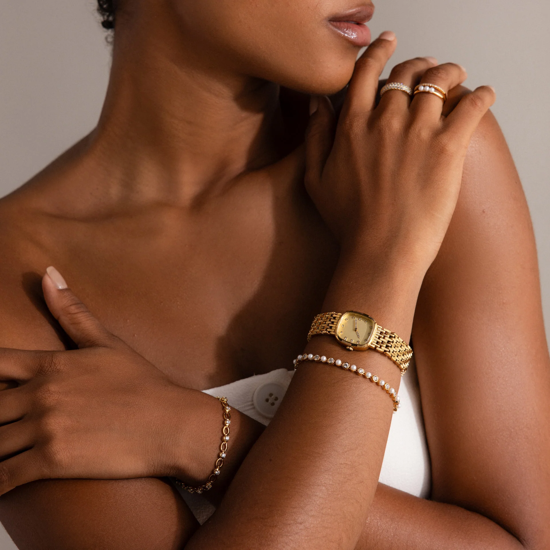 Pearl & Diamond Tennis Bracelet - Image 6
