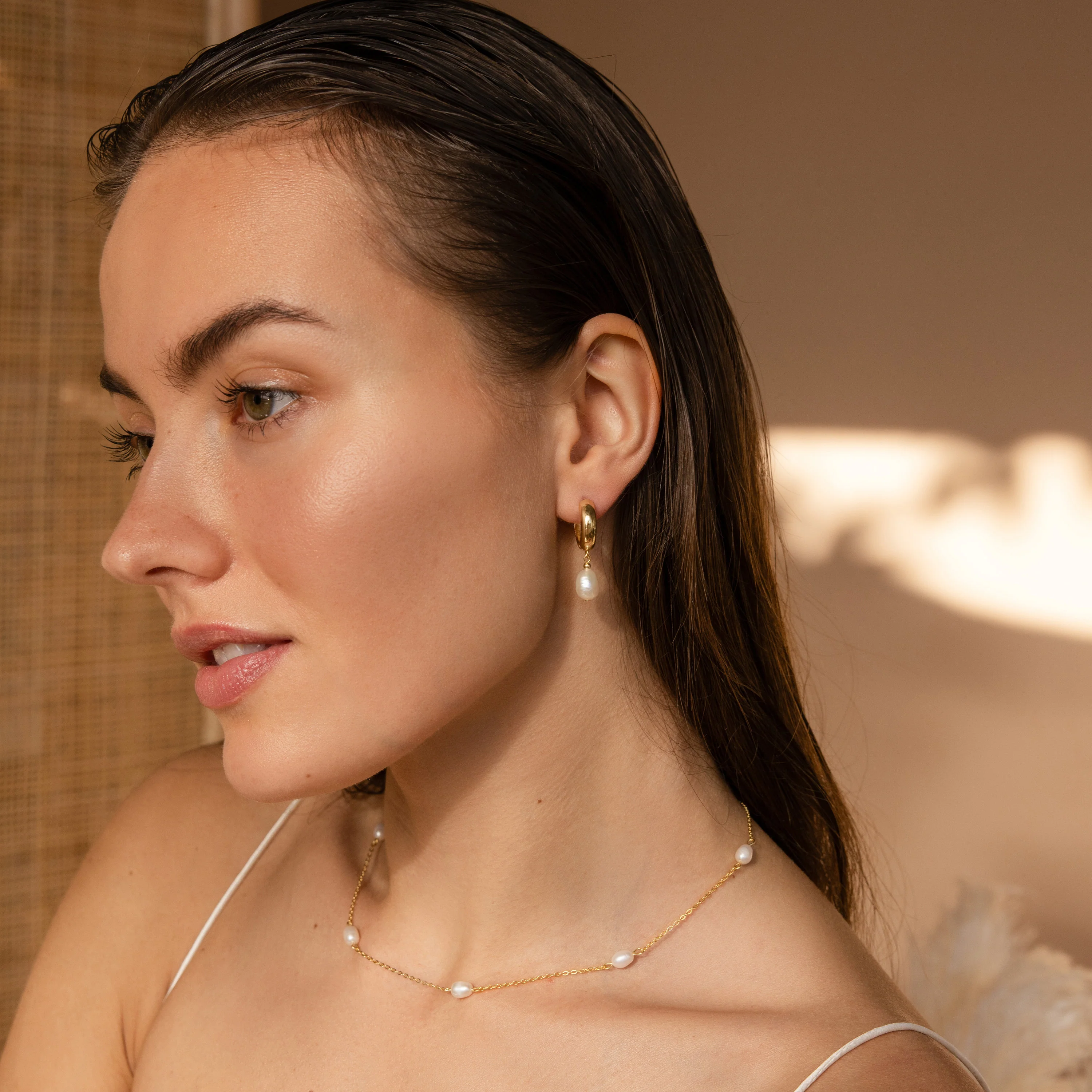 Pearl Drop Hoops - Image 6