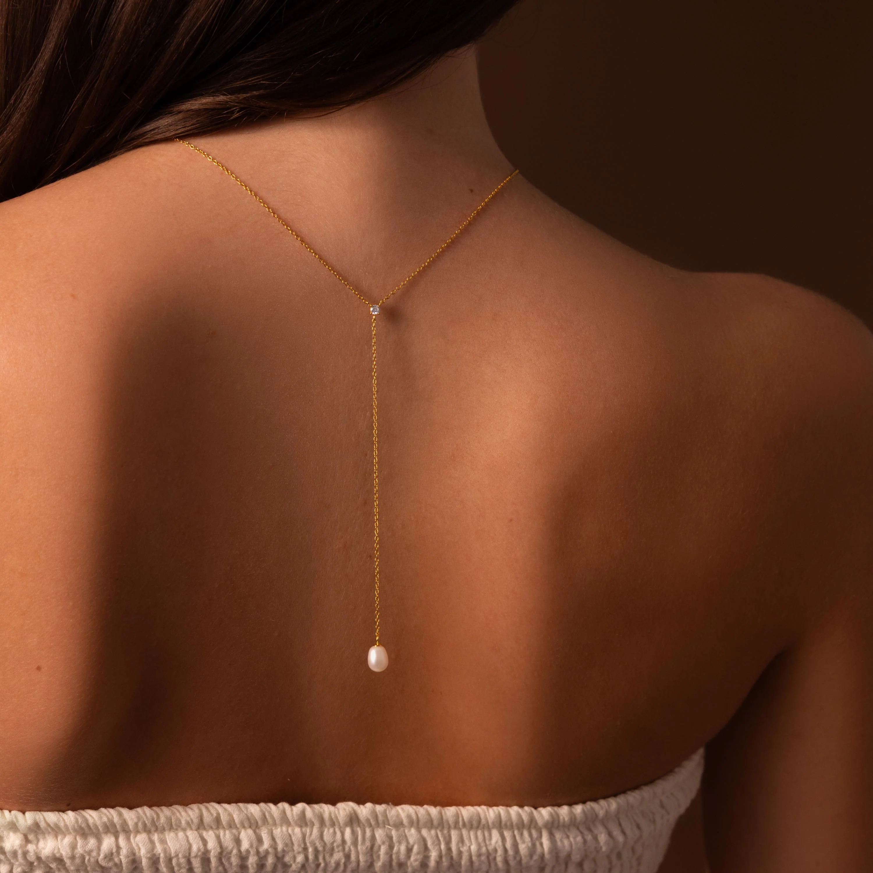 Pearl Drop Lariat Necklace - Image 3