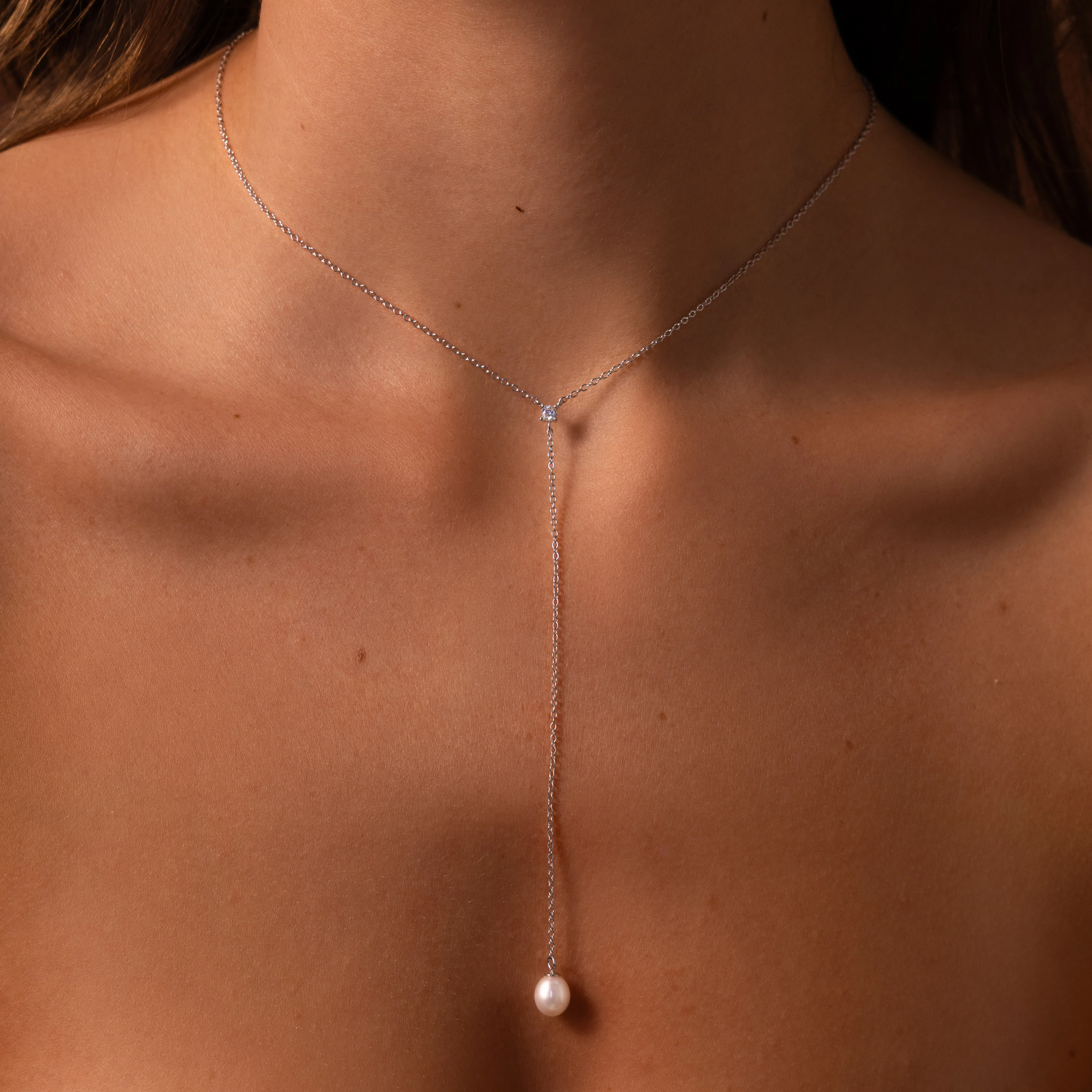 Pearl Drop Lariat Necklace - Image 5