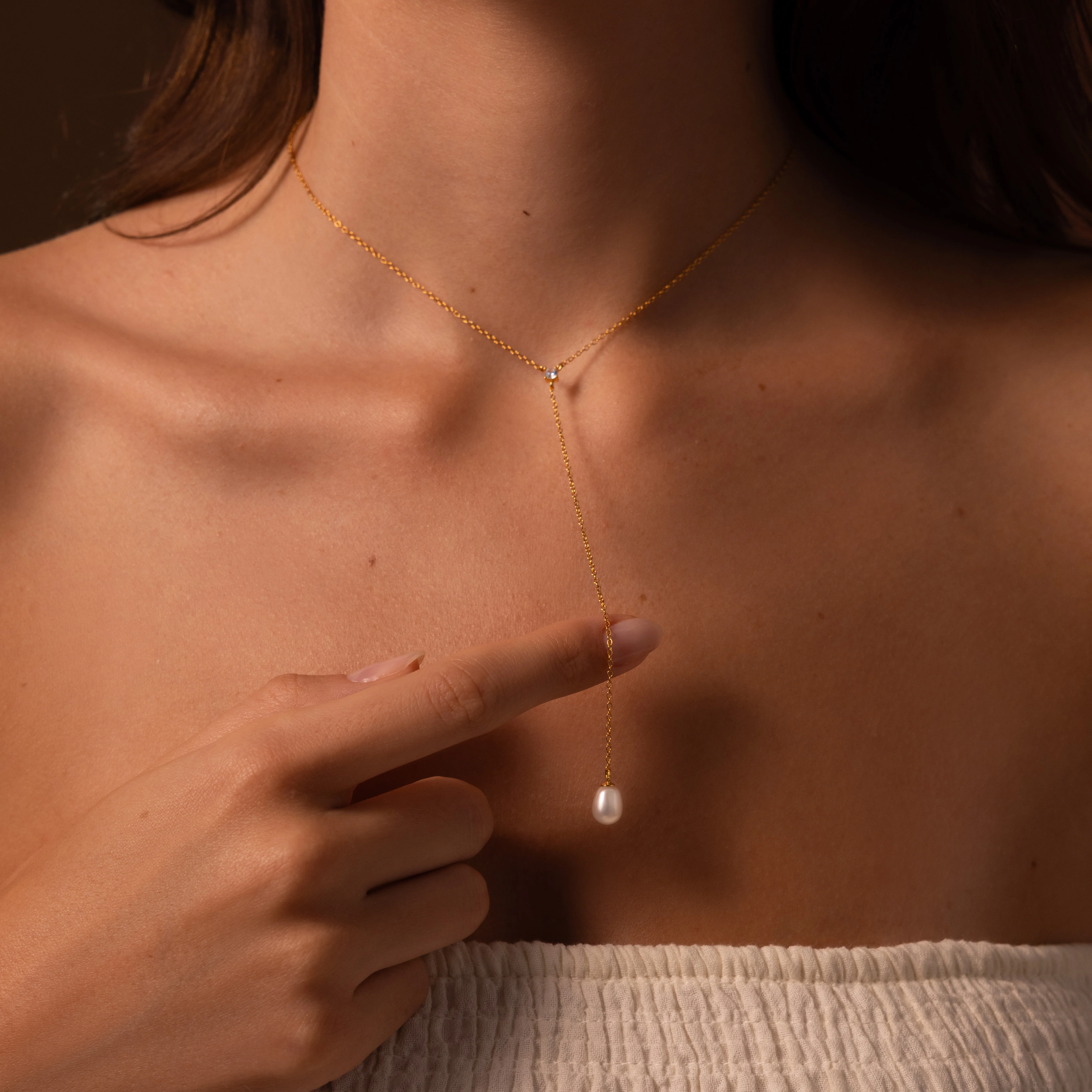 Pearl Drop Lariat Necklace - Image 9