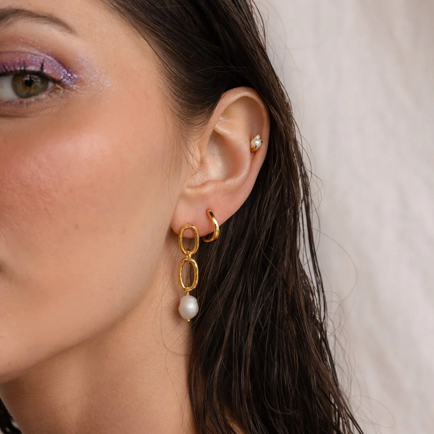 Pearl Drop Link Studs - Image 7