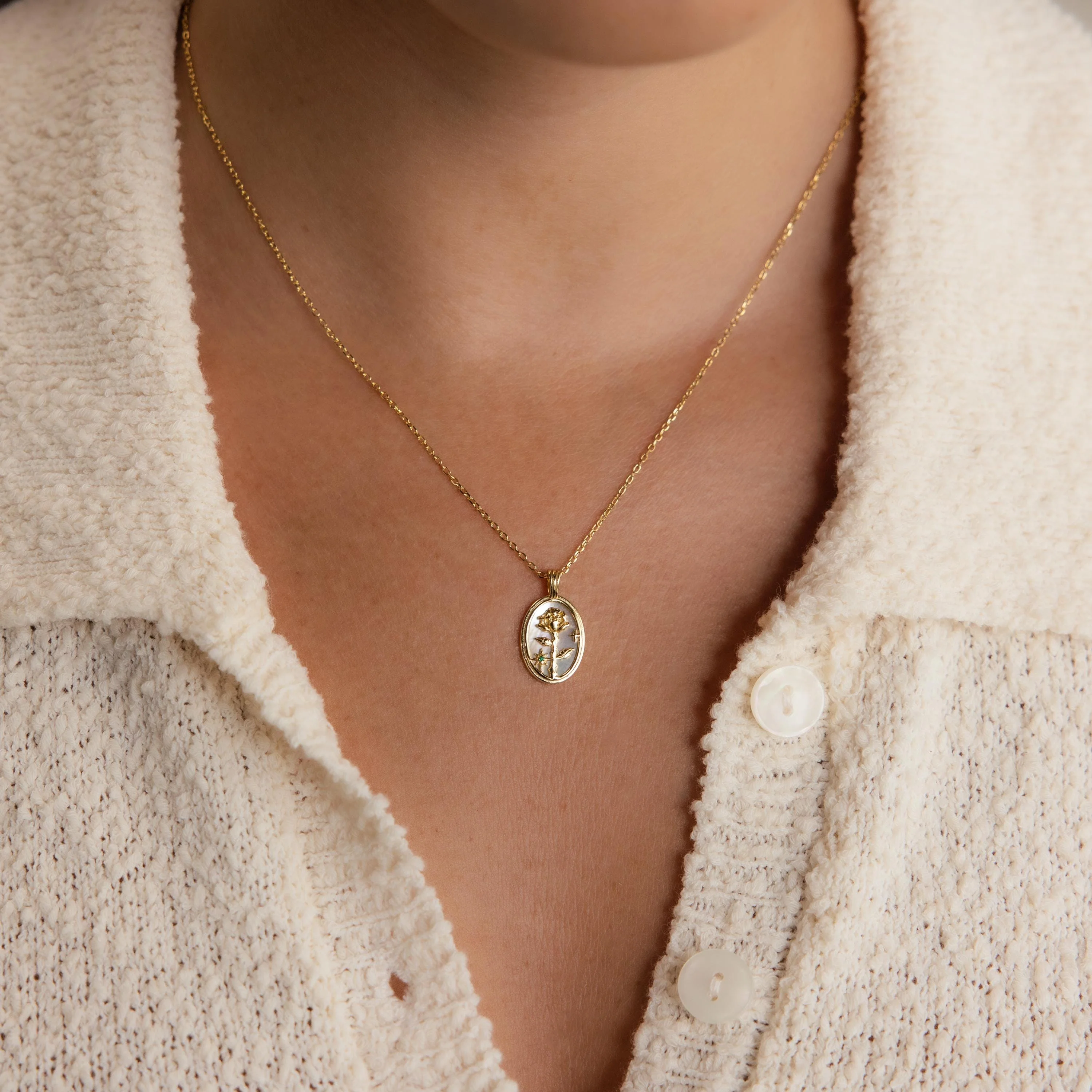 Pearl Flower Birthstone Necklace - Image 4