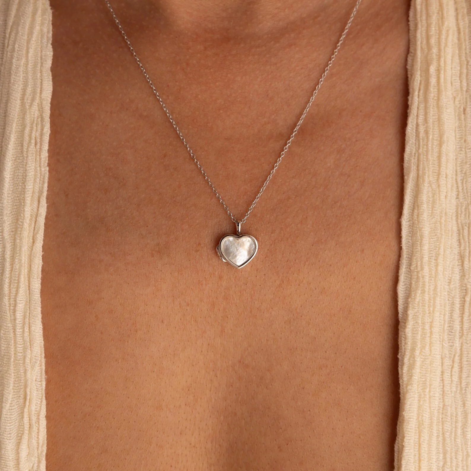 Pearl Heart Locket Necklace - Image 4
