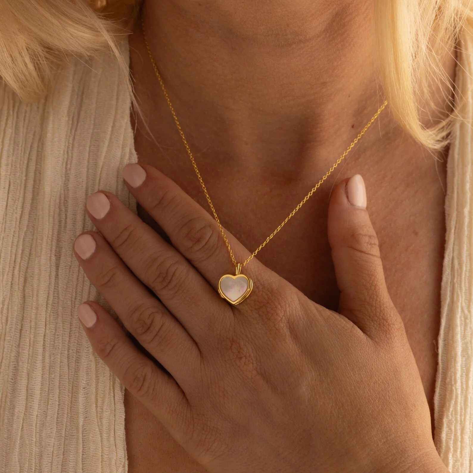 Pearl Heart Locket Necklace - Image 8