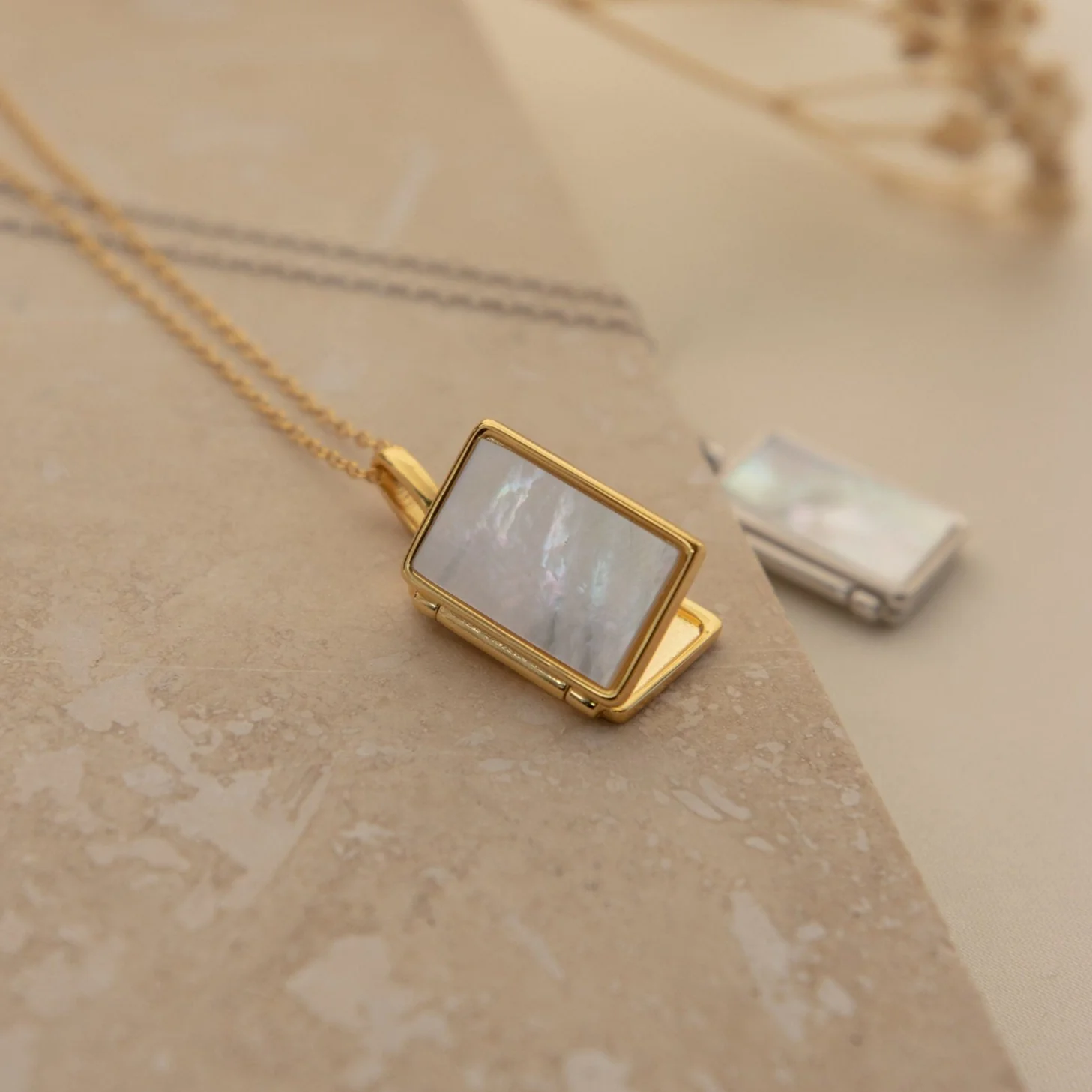 Pearl Locket Necklace in 18K Gold - Image 6