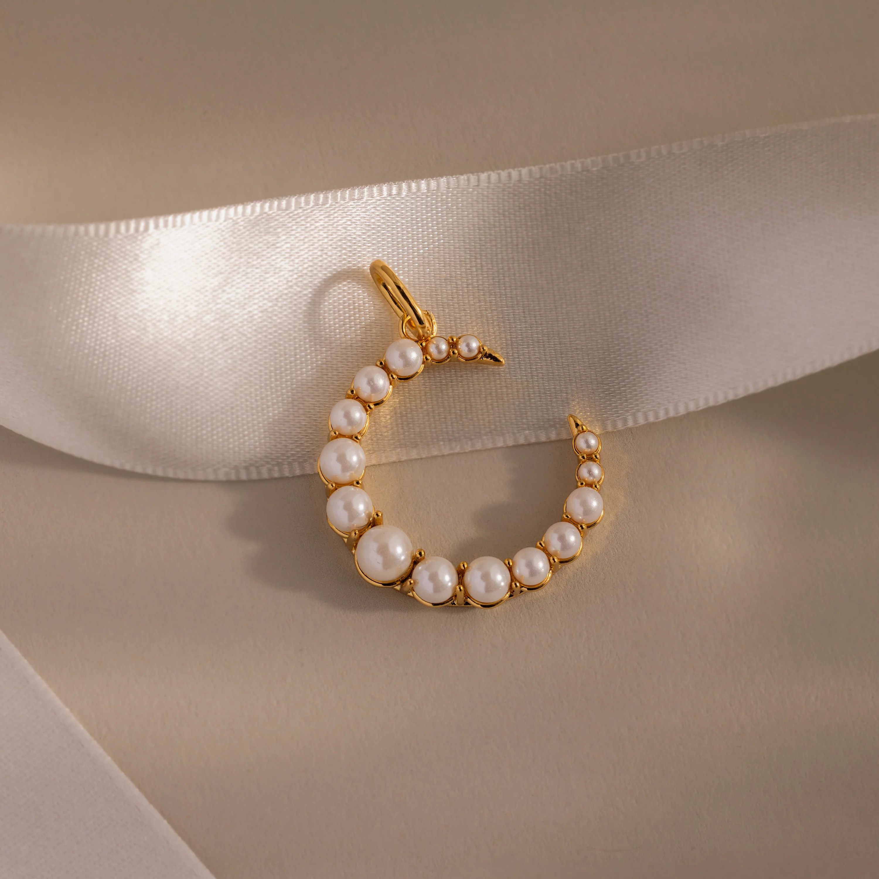 Pearl Moon Charm in 18K Gold - Image 3