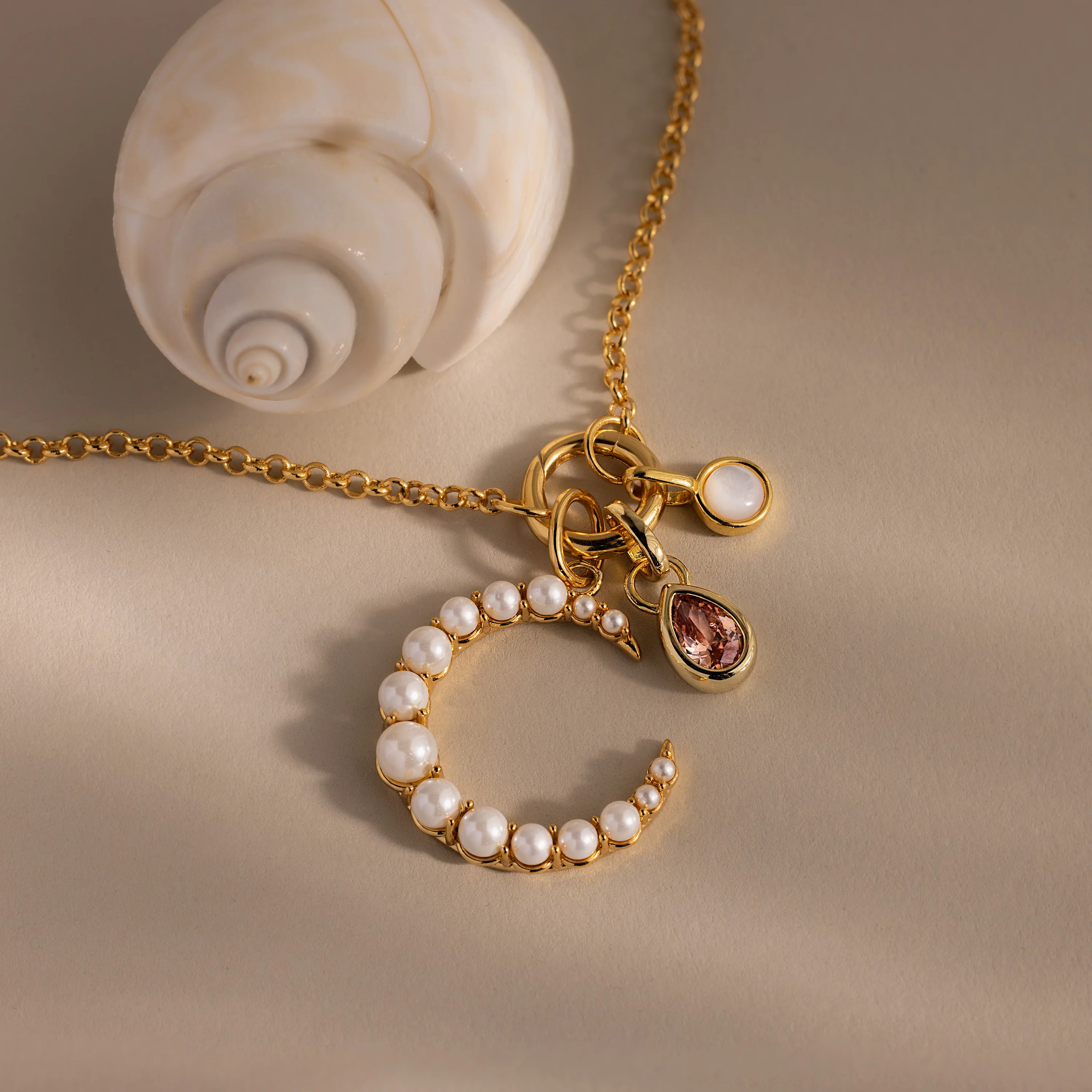 Pearl Moon Charm in 18K Gold - Image 5