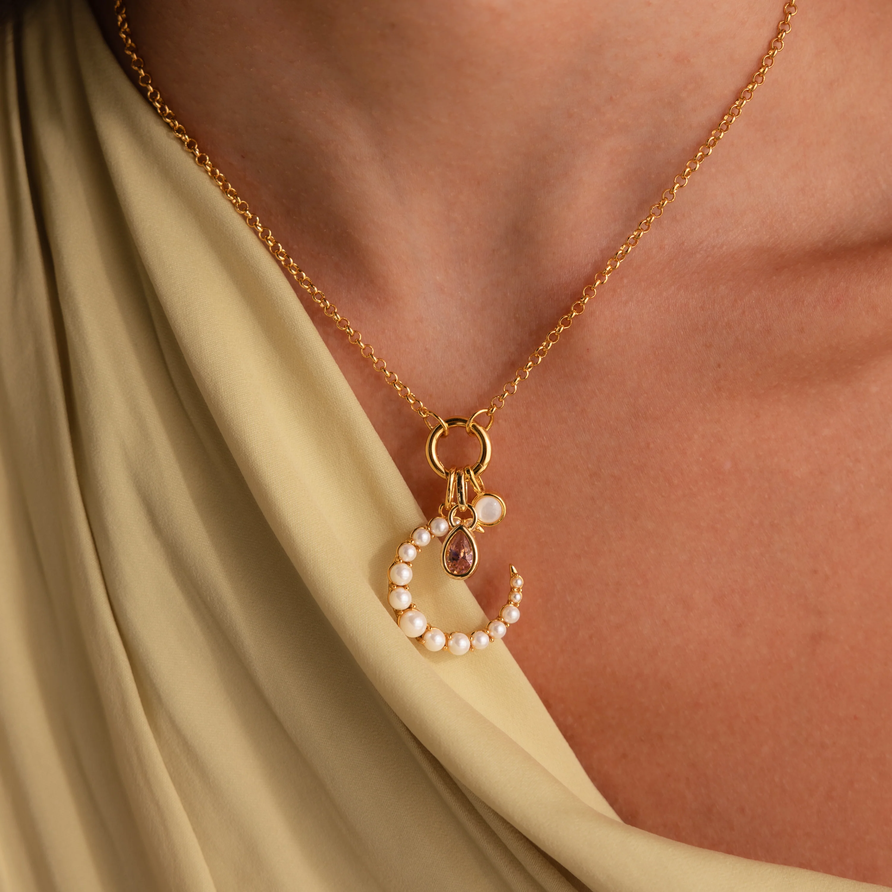 Pearl Moon Charm in Silver - Image 4