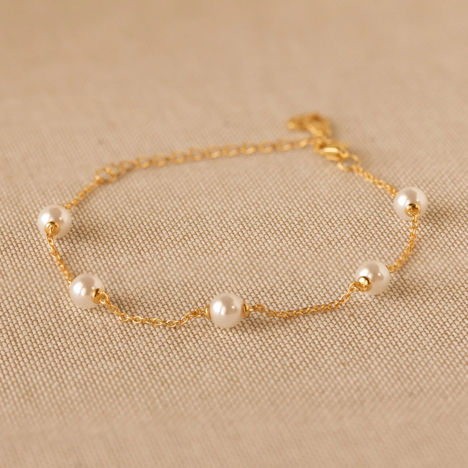 Pearl Station Bracelet in Silver - Image 5