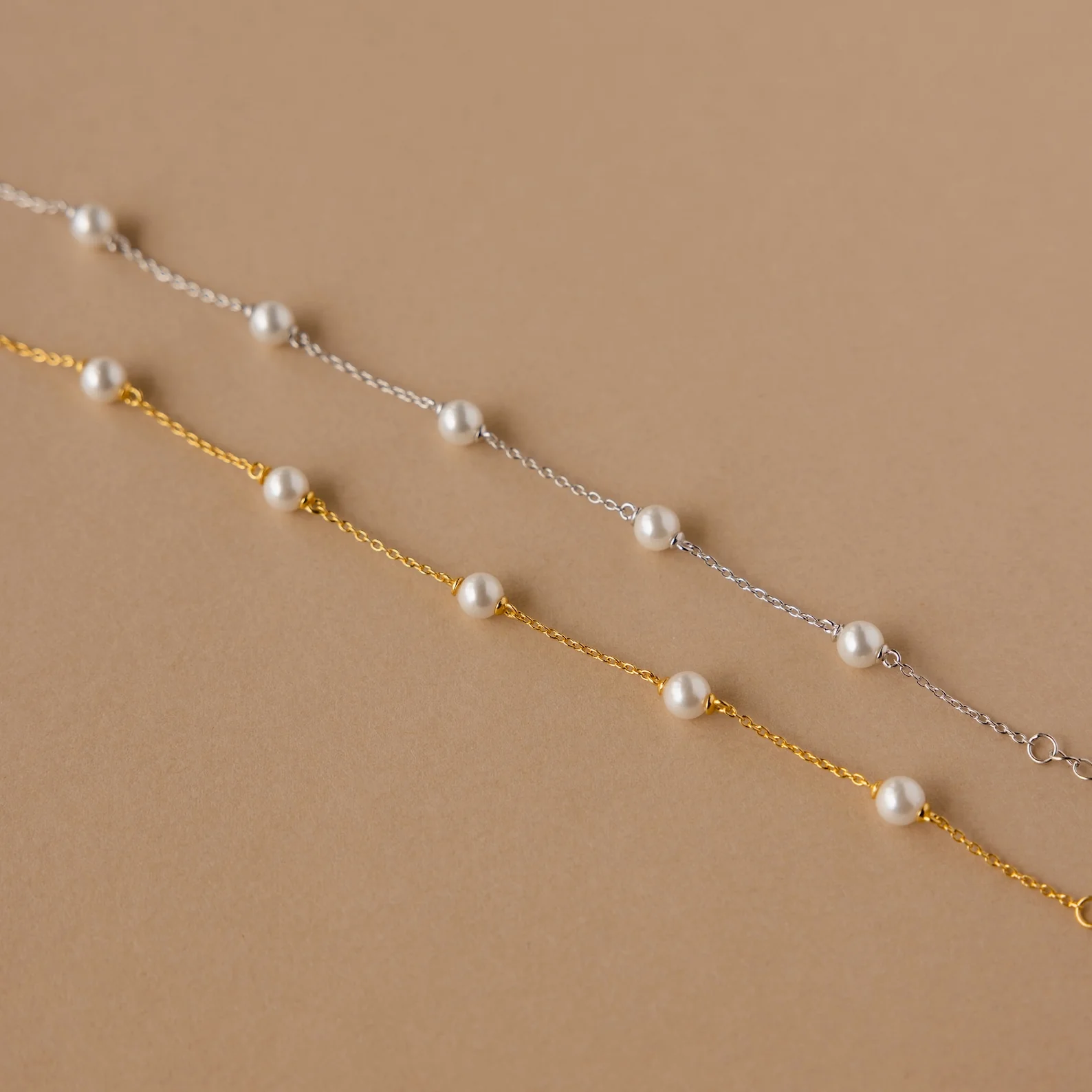 Pearl Station Bracelet in Silver - Image 3