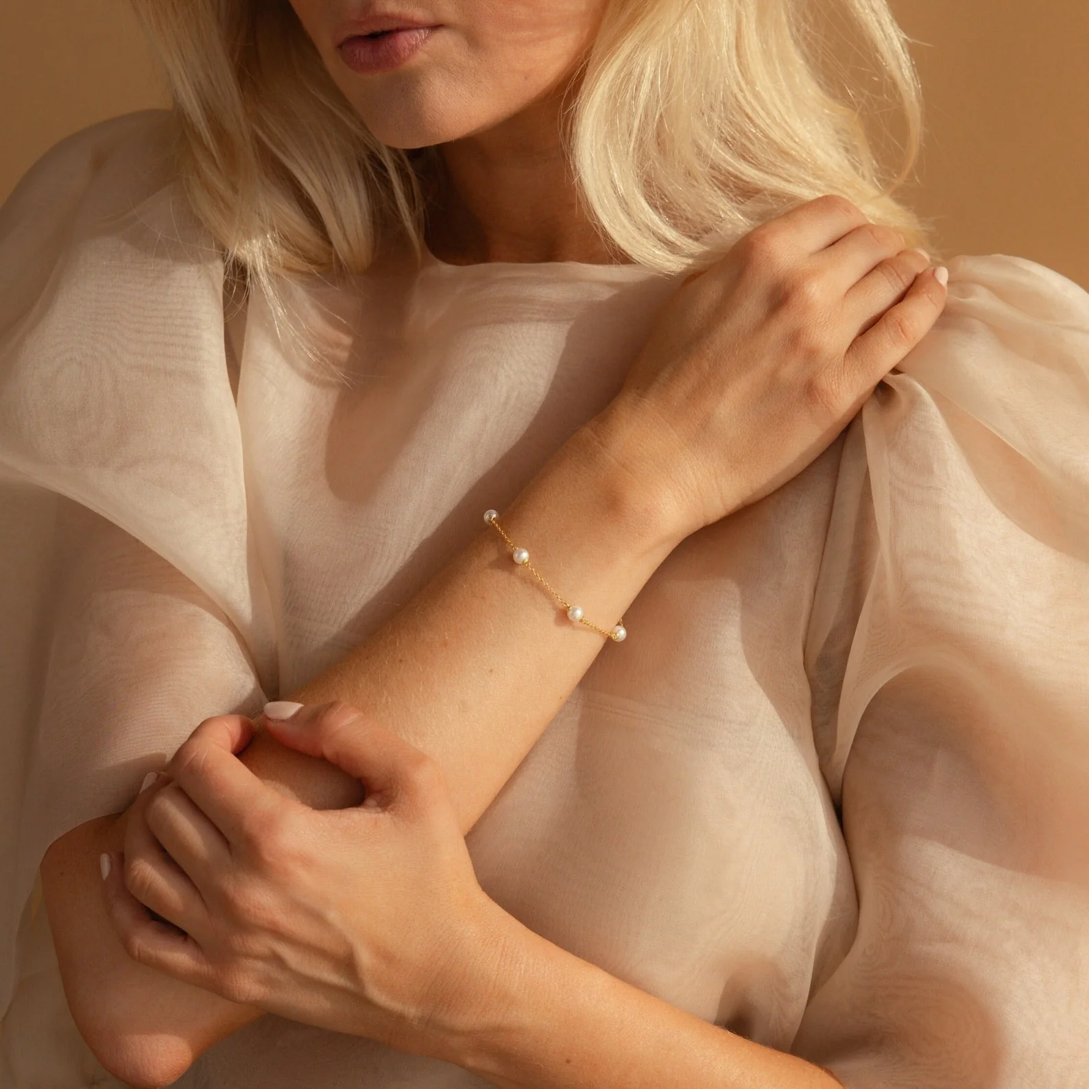 Pearl Station Bracelet in Silver - Image 8