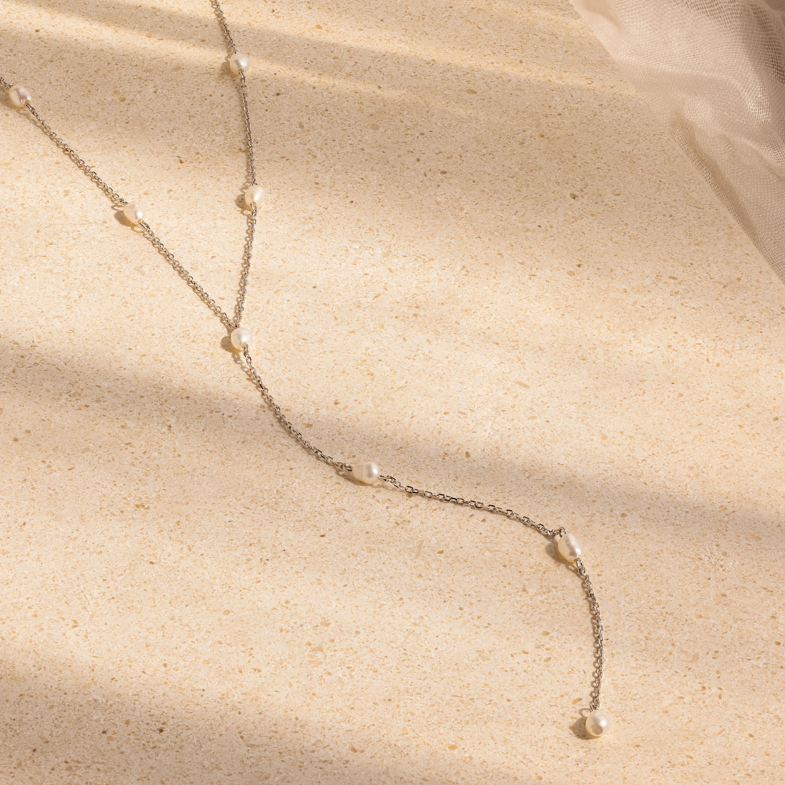 Pearl Station Lariat Necklace - Image 4