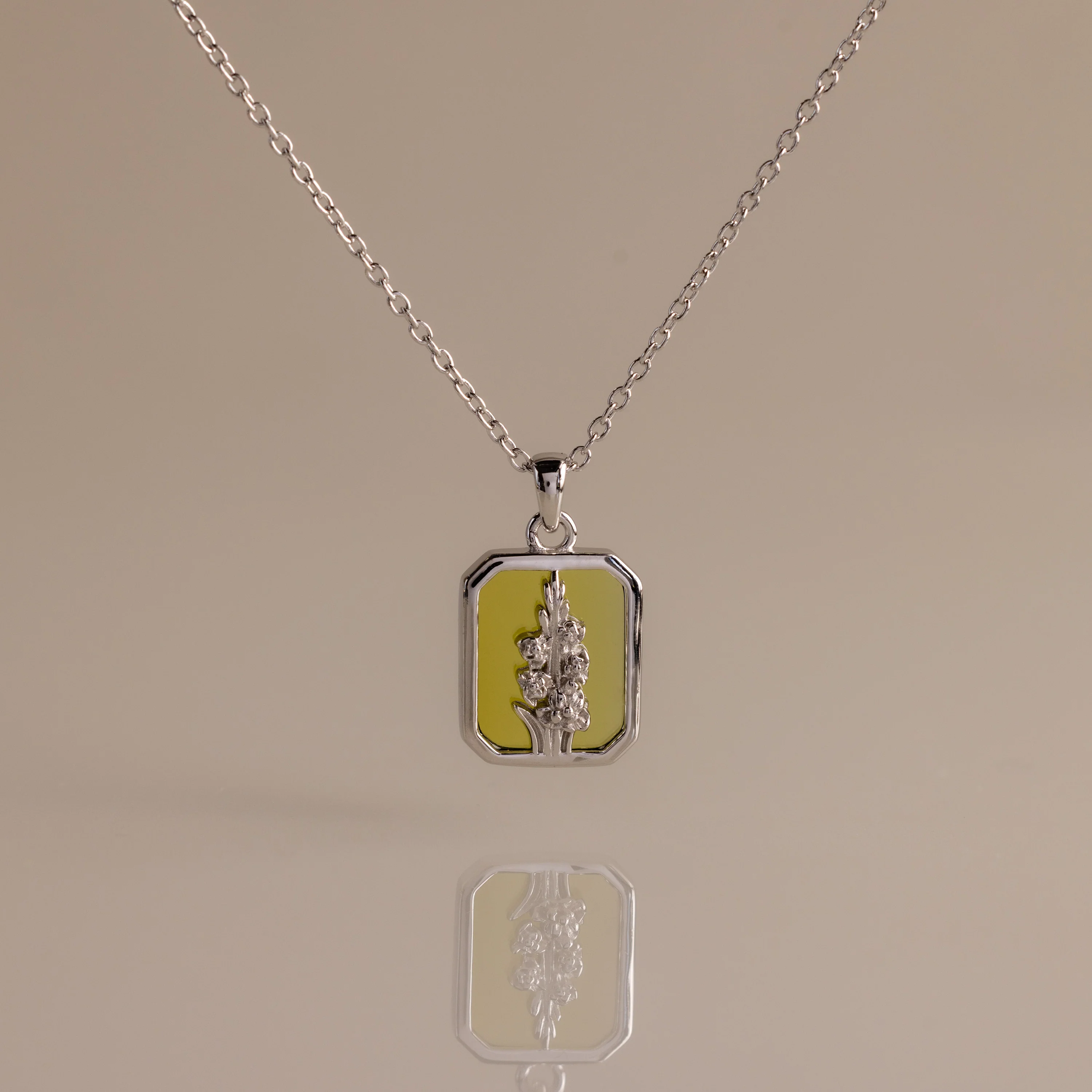 Peridot Birth Flower Charm Necklace - Image 3
