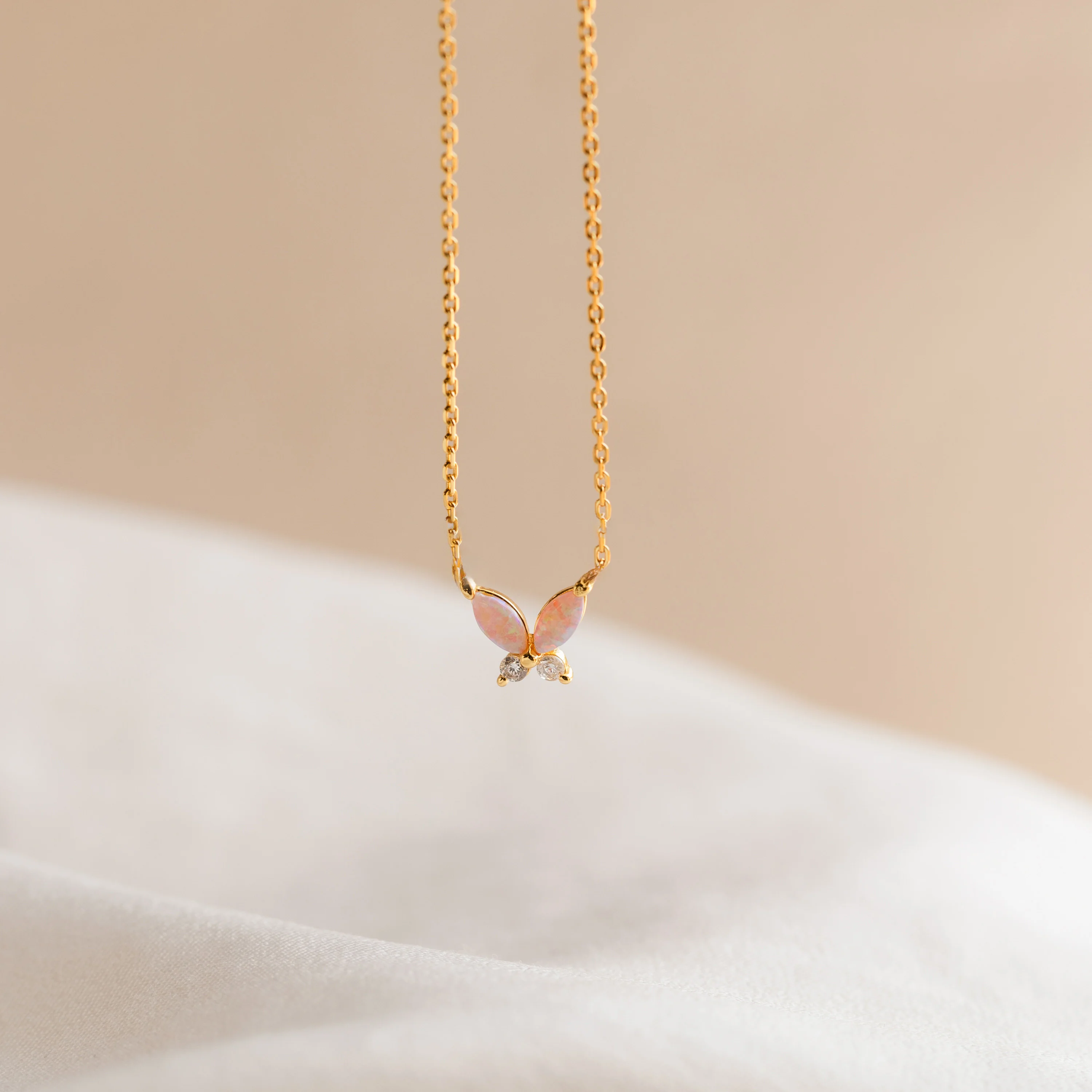 Pink Opal Butterfly Necklace - Image 3