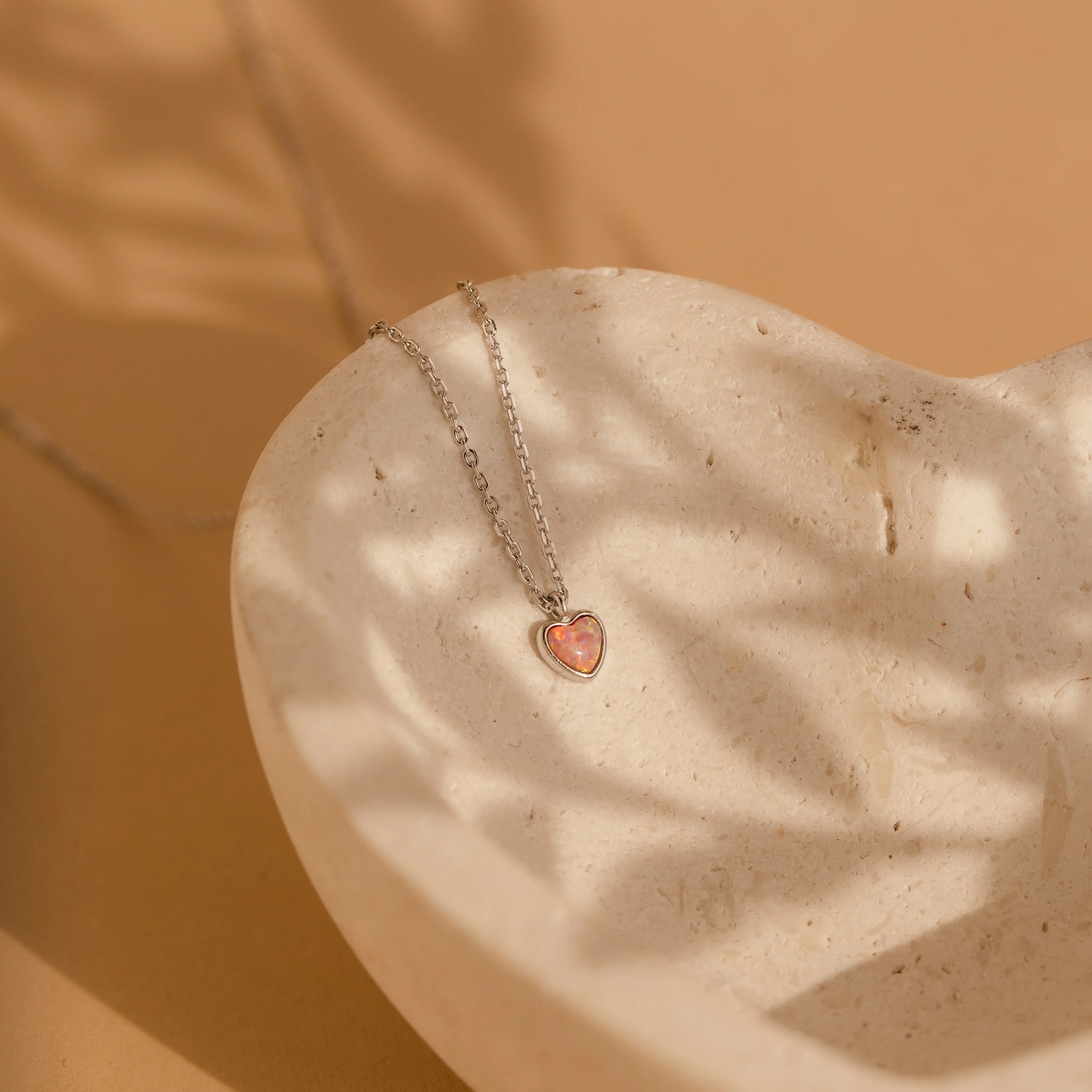 Pink Opal Heart Necklace - Image 4
