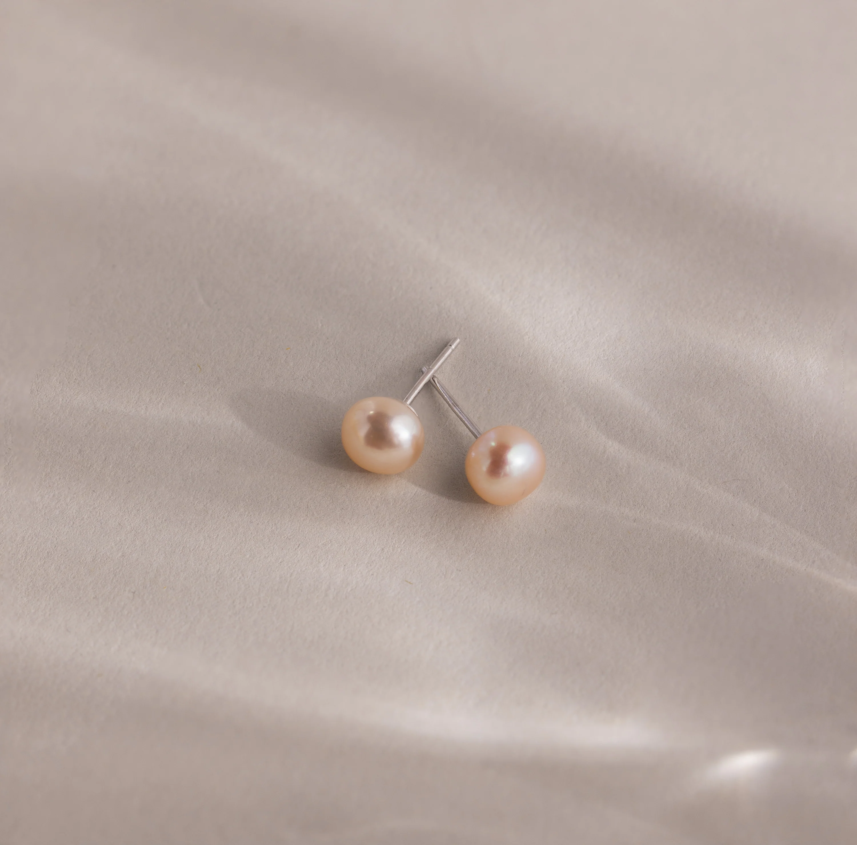 Pink Pearl Studs in Silver
