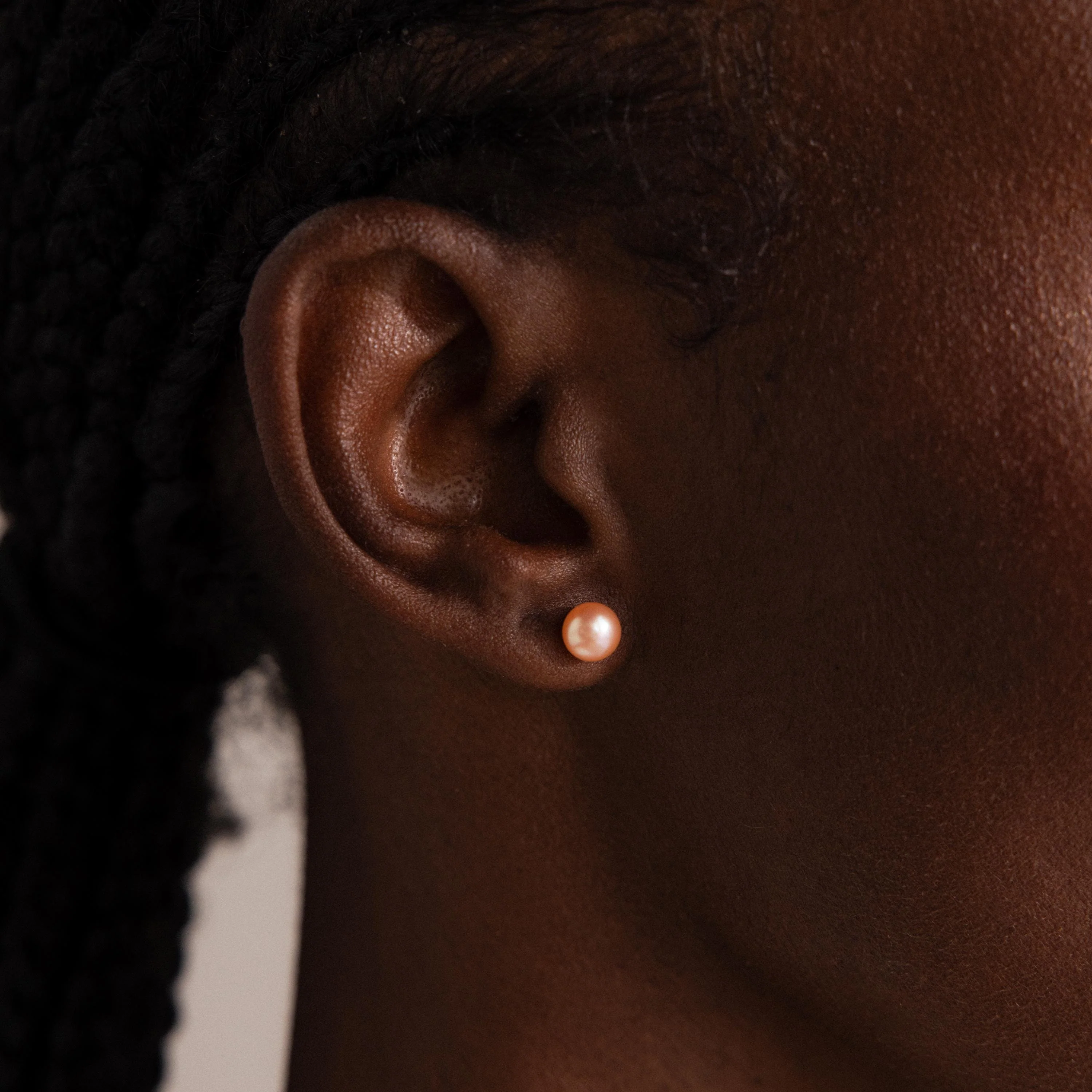 Pink Pearl Studs in 18K Gold - Image 2