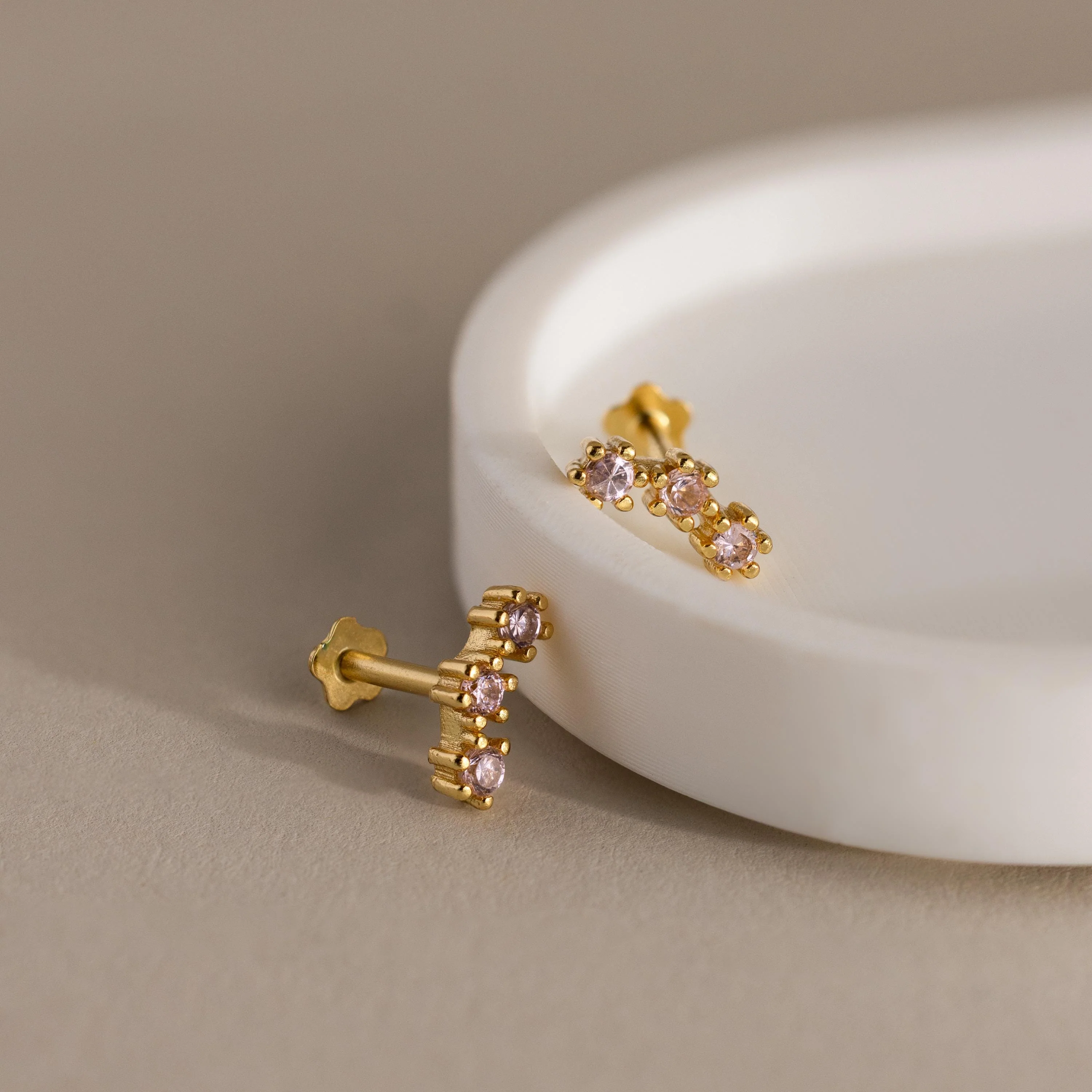 Pink Tourmaline Cluster Flatback Studs - Image 3