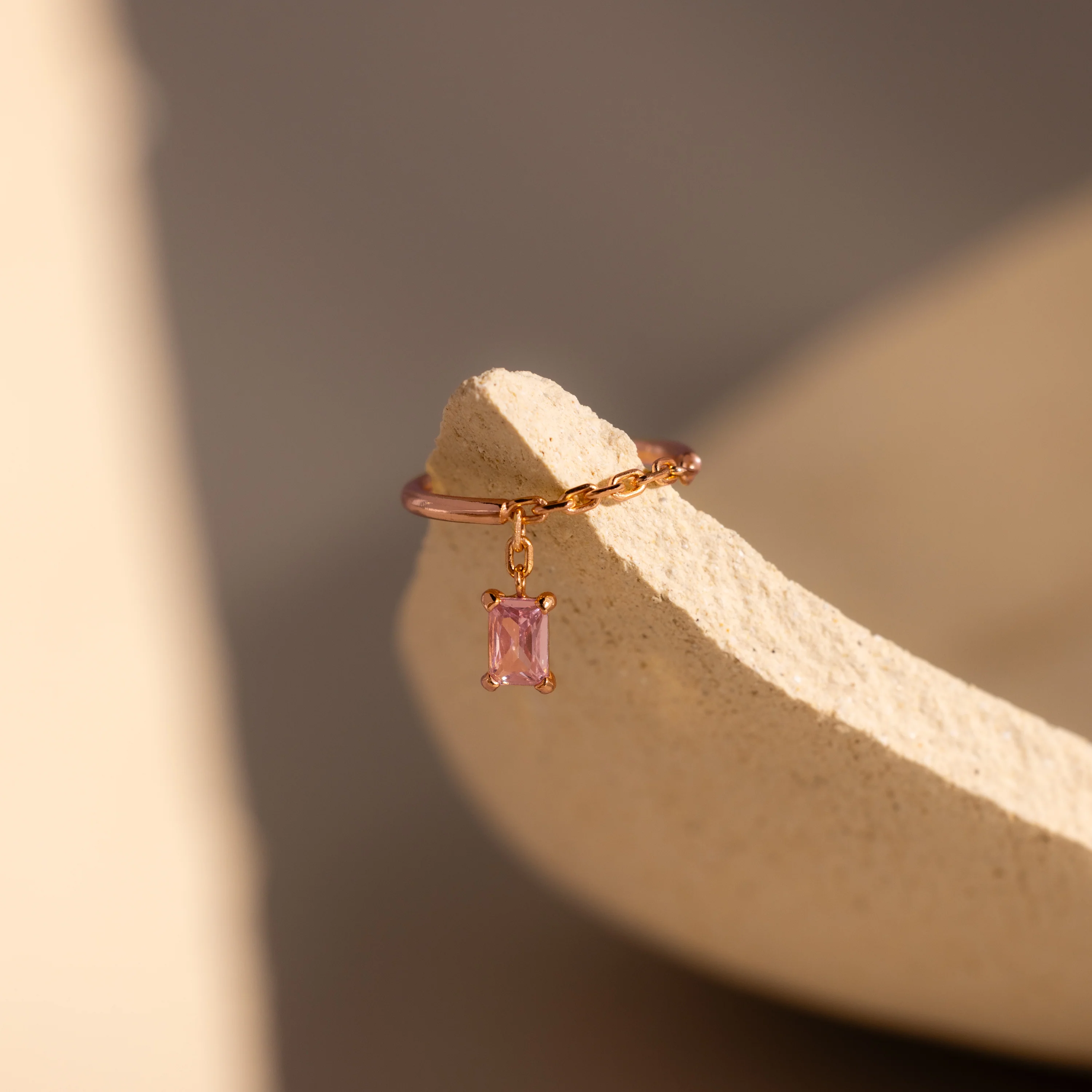 Pink Tourmaline Drop Chain Ring - Image 5