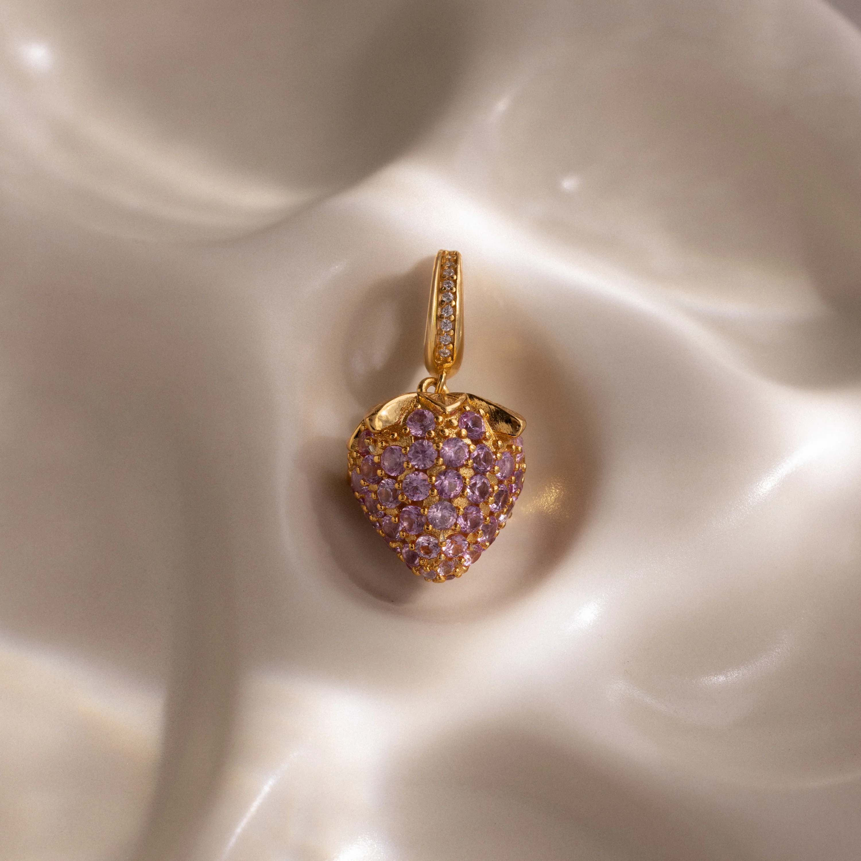 Pink Tourmaline Raspberry Charm - Image 3