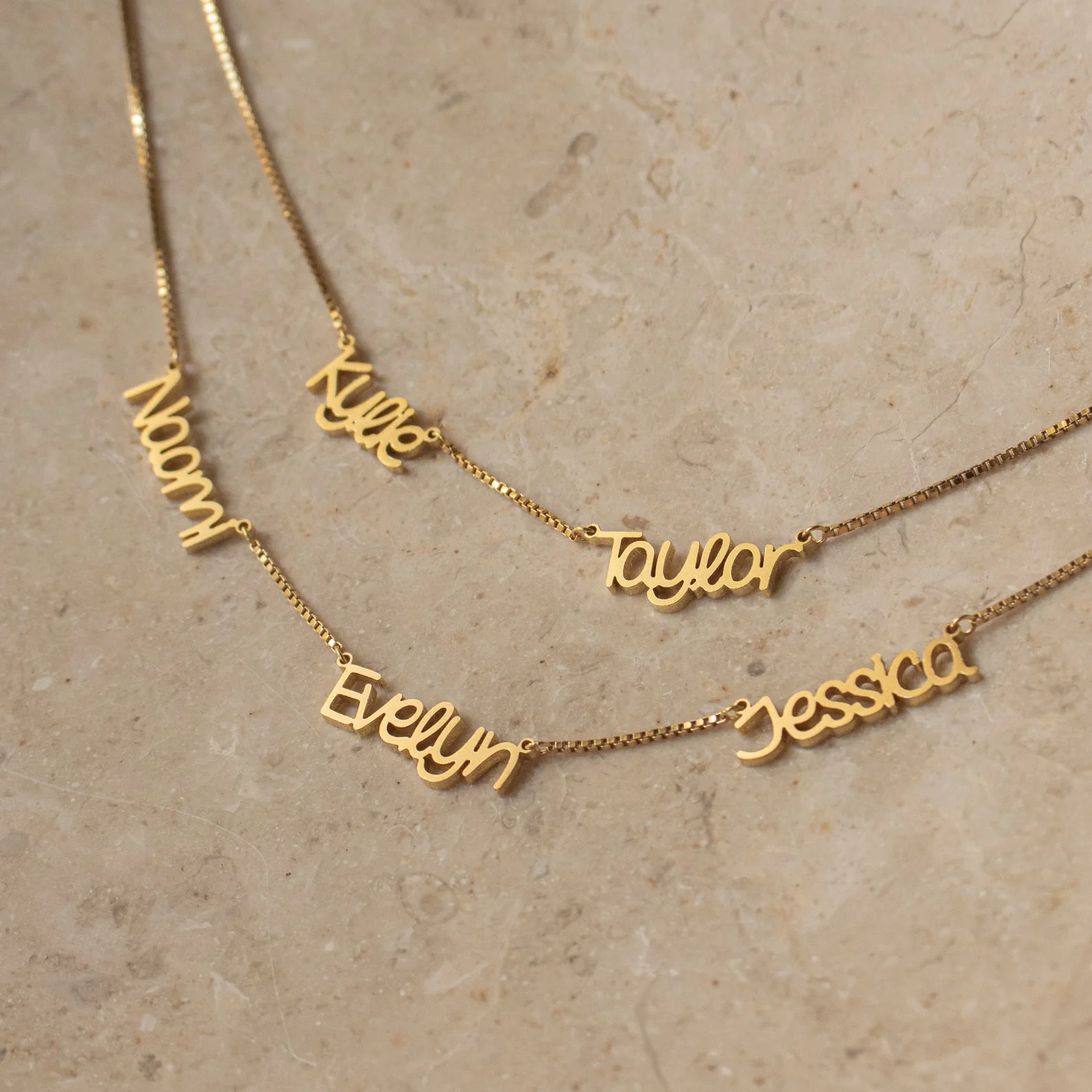 Preppy Multiple Name Necklace in Box Chain - Image 2