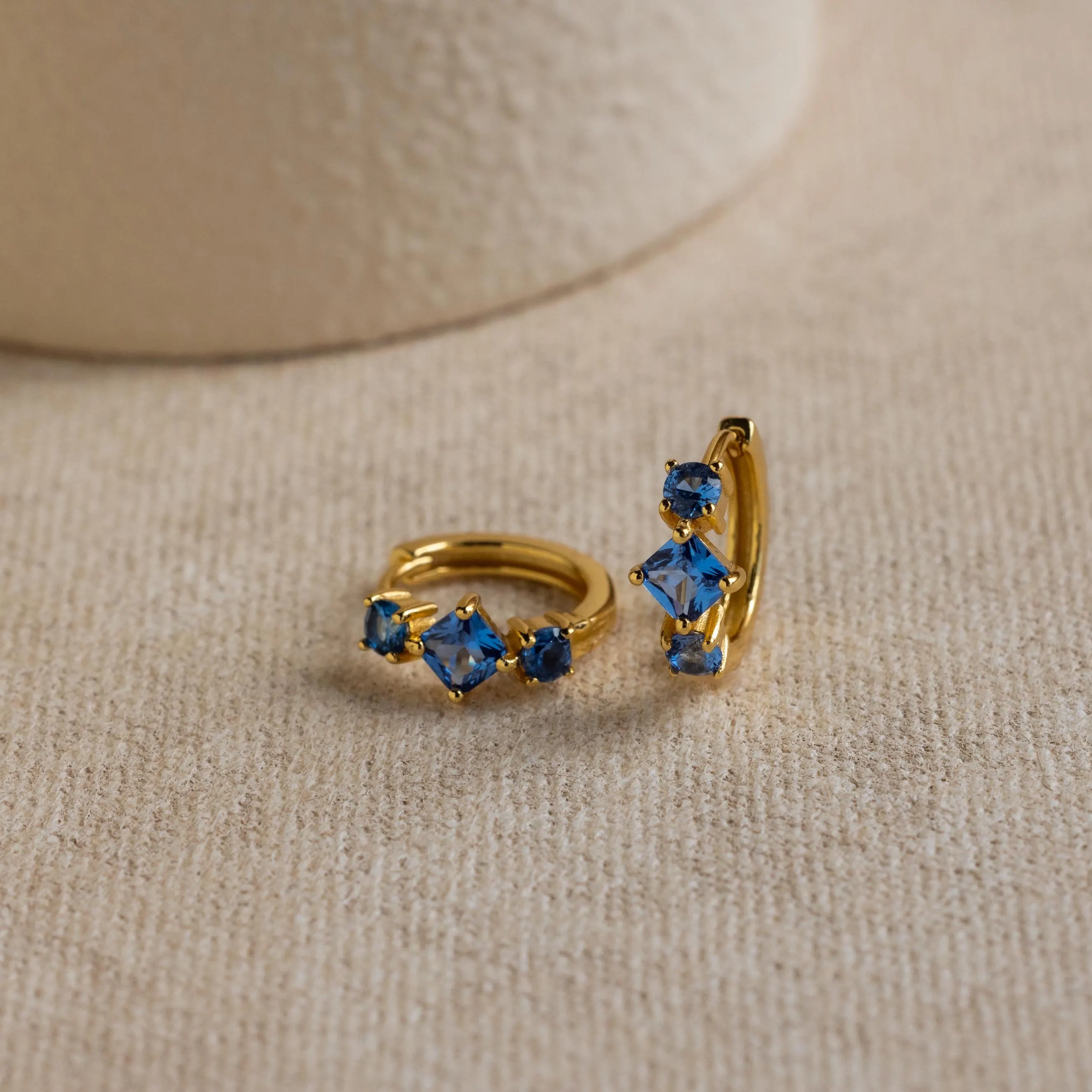 Princess Cut Birthstone Huggies
