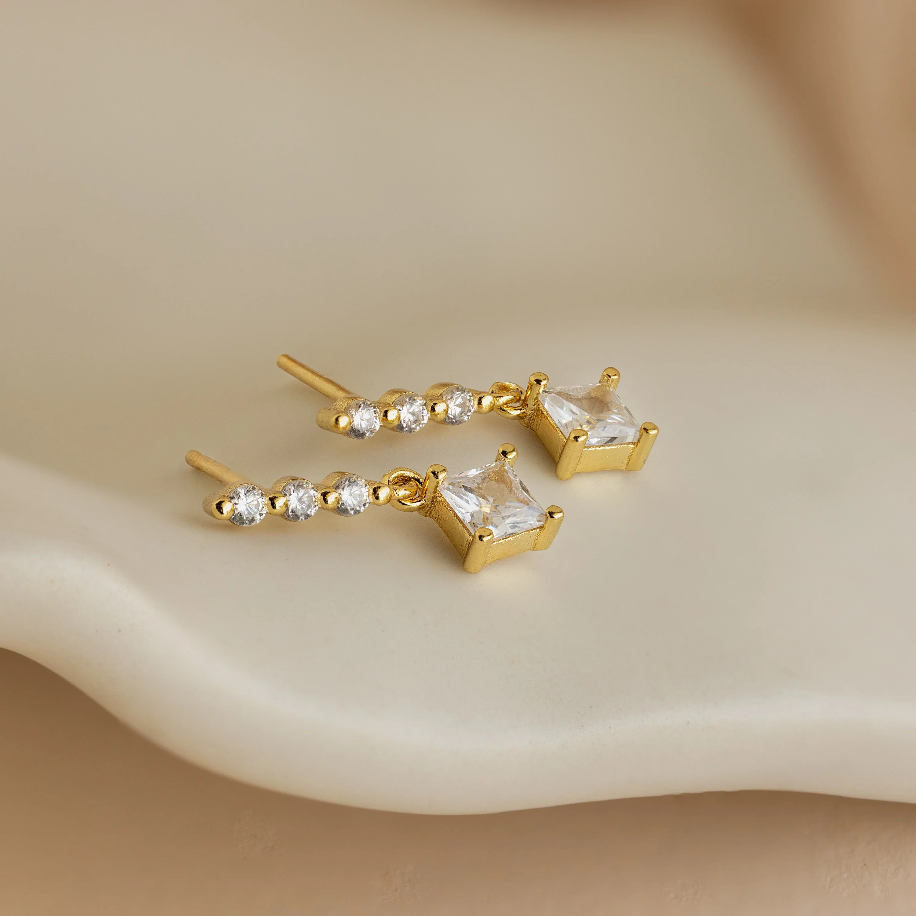 Princess Diamond Drop Studs - Image 7