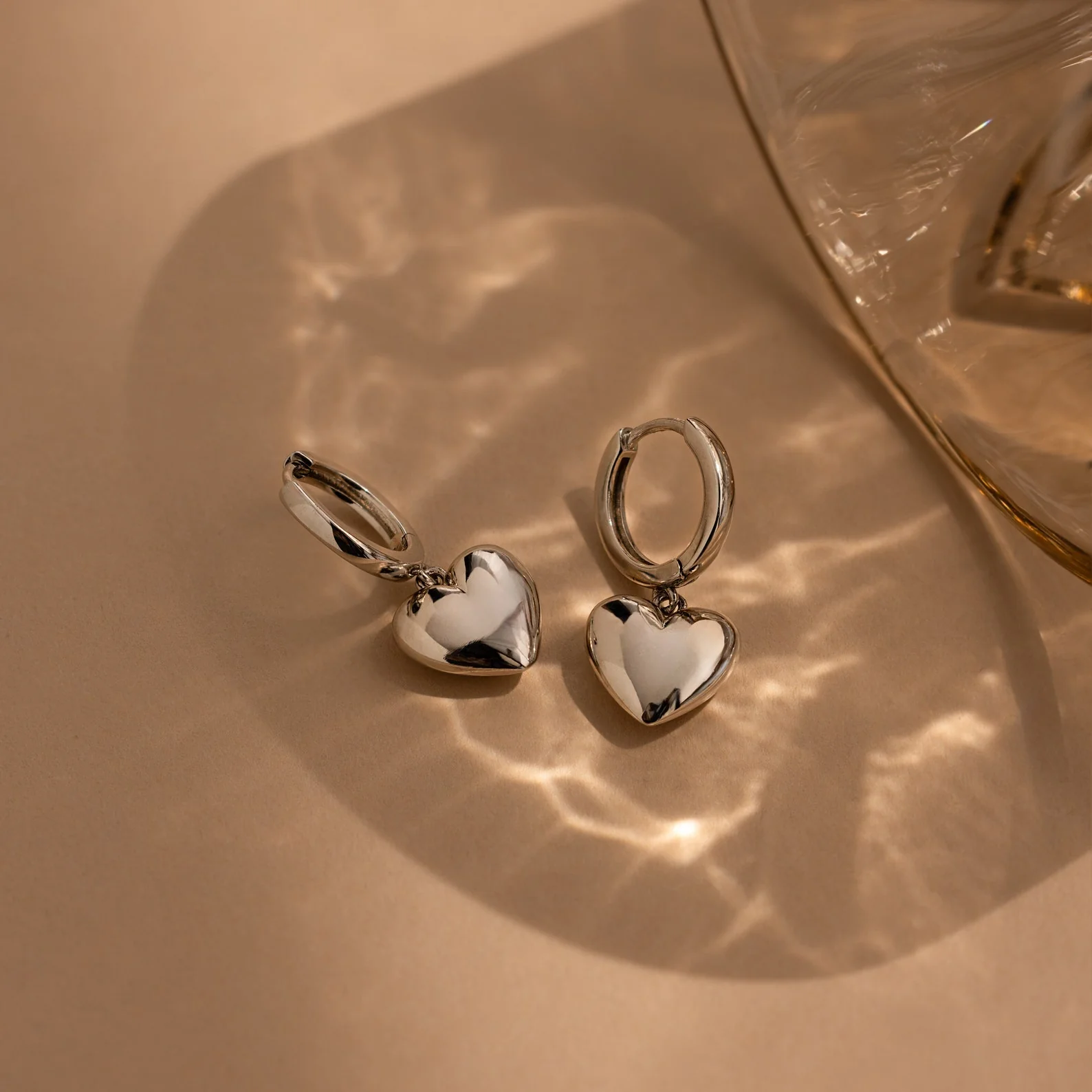 Puff Heart Charm Huggies - Image 3