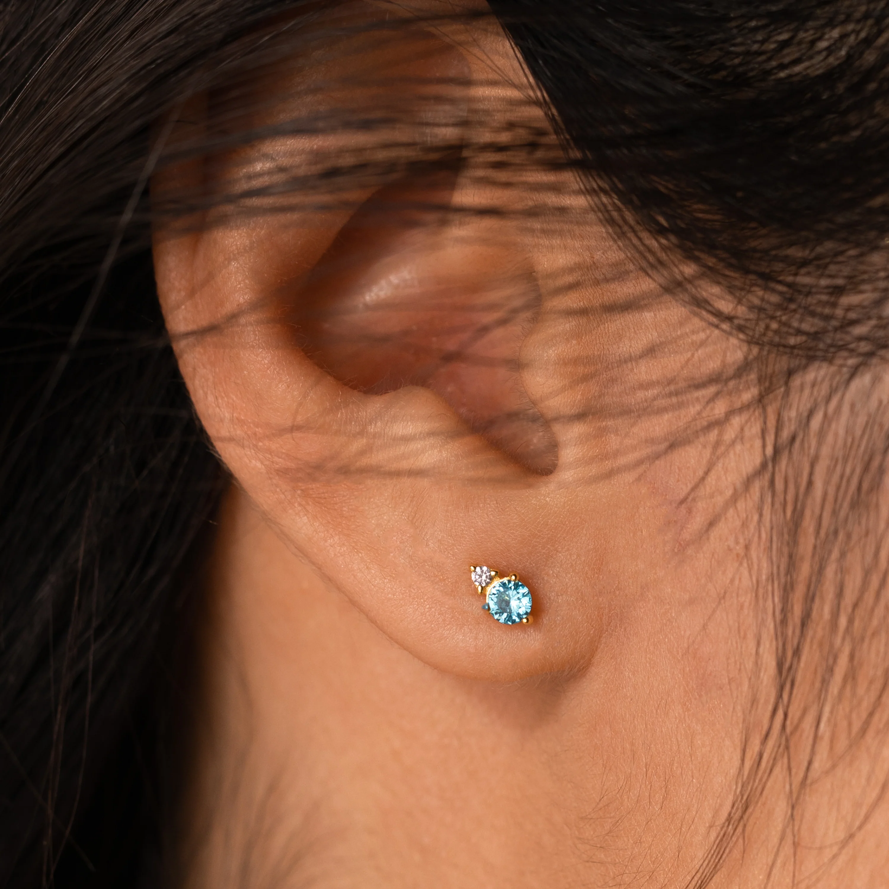 Raindrop Blue Zircon Studs - Image 2