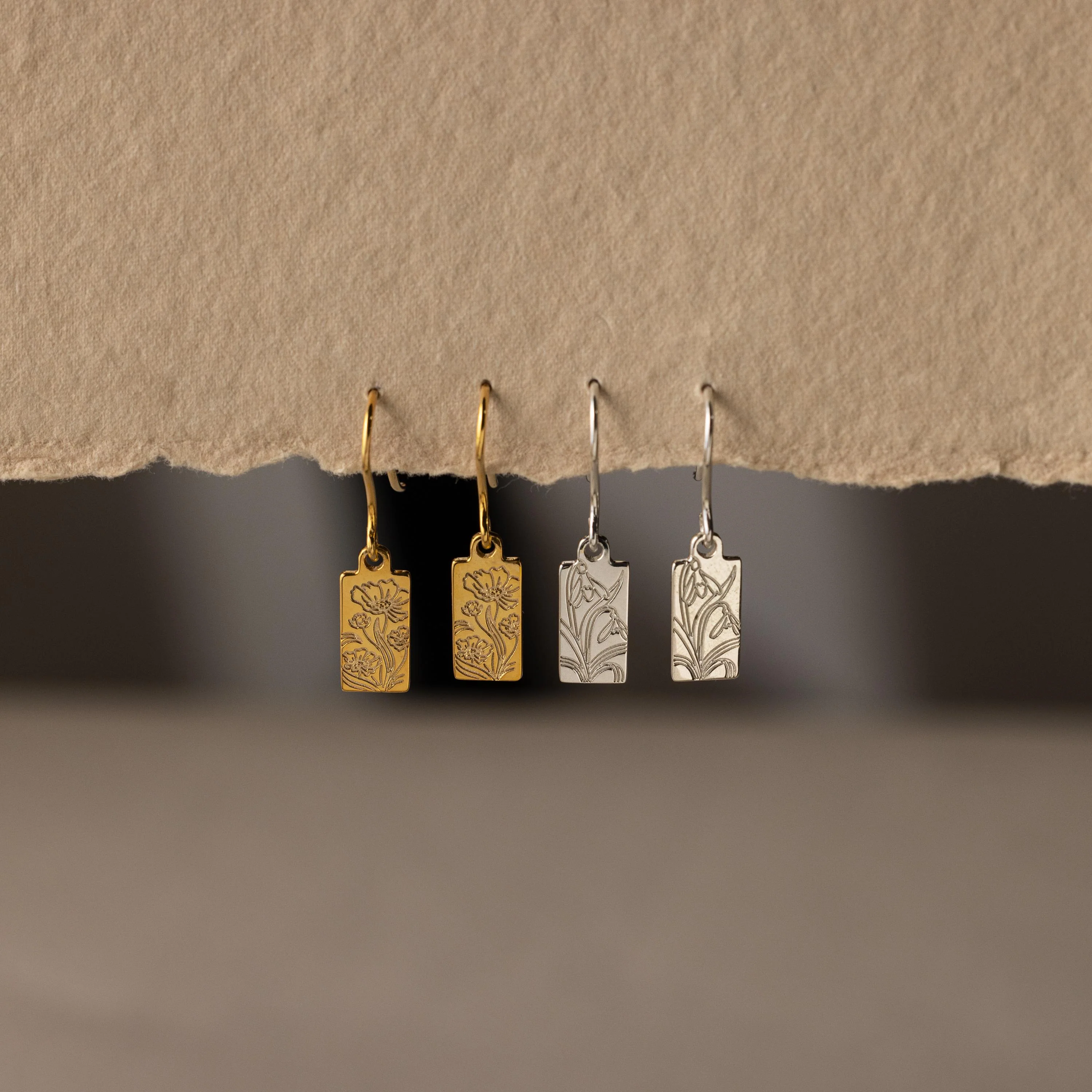 Rectangle Birth Flower Earrings - Image 3