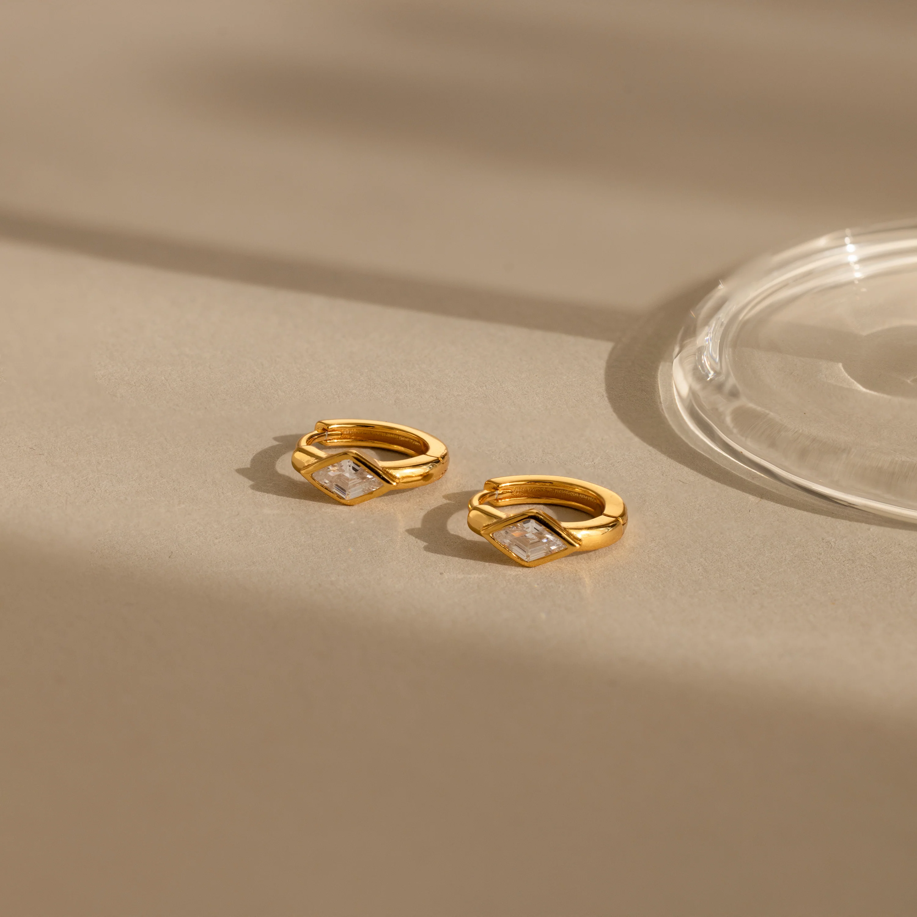 Rhombus Birthstone Huggies - Image 3