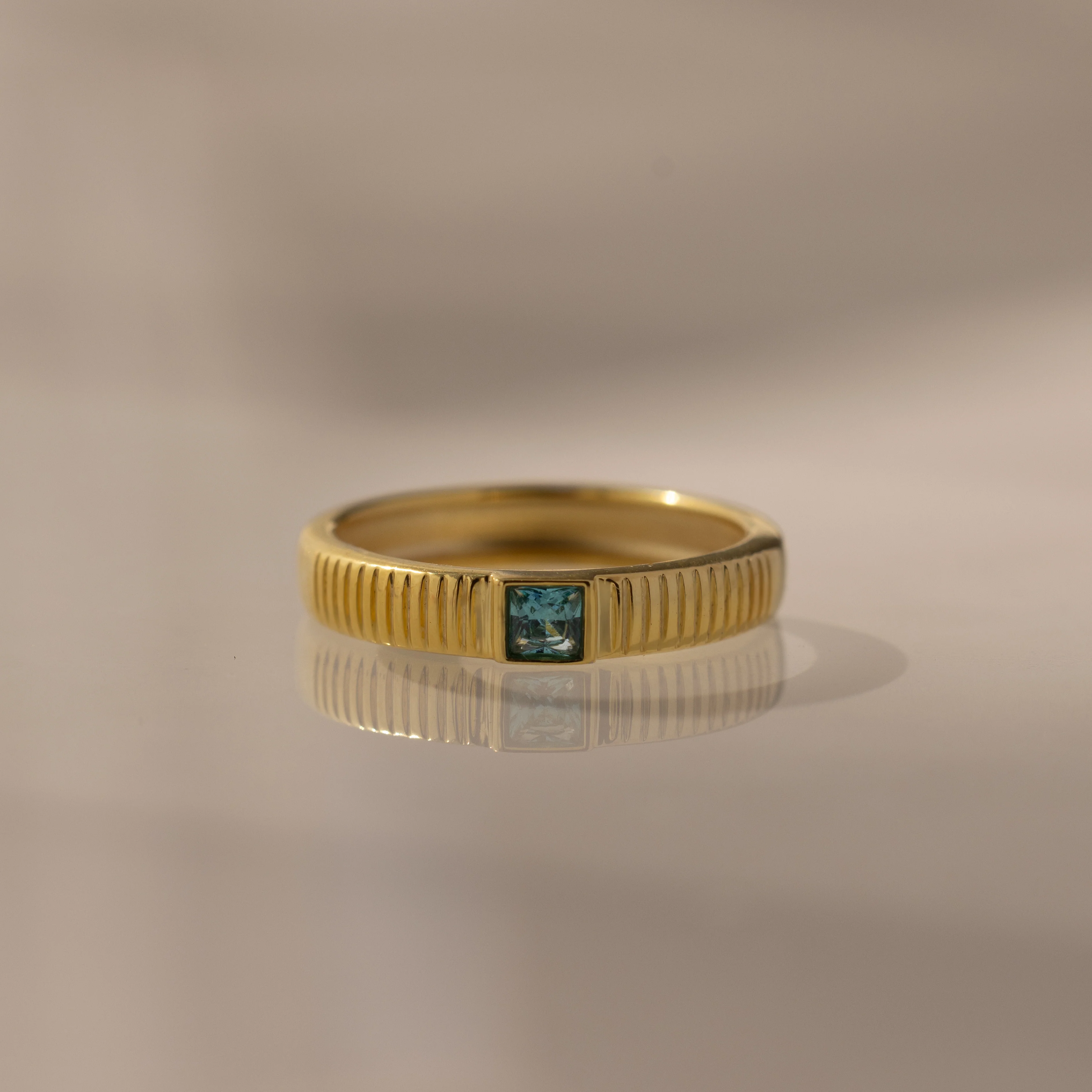Ribbed Aquamarine Band