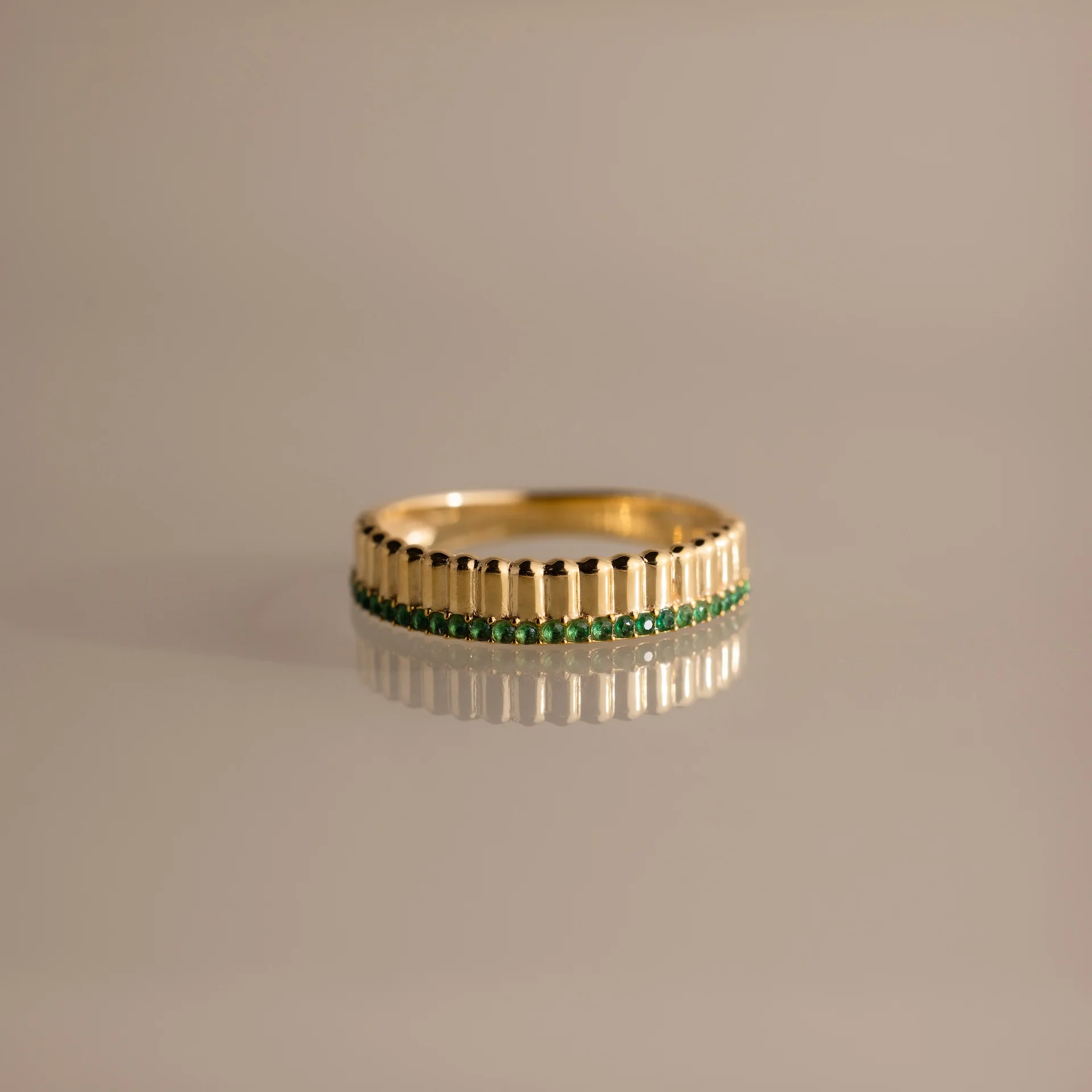 Ribbed Emerald Stack Ring