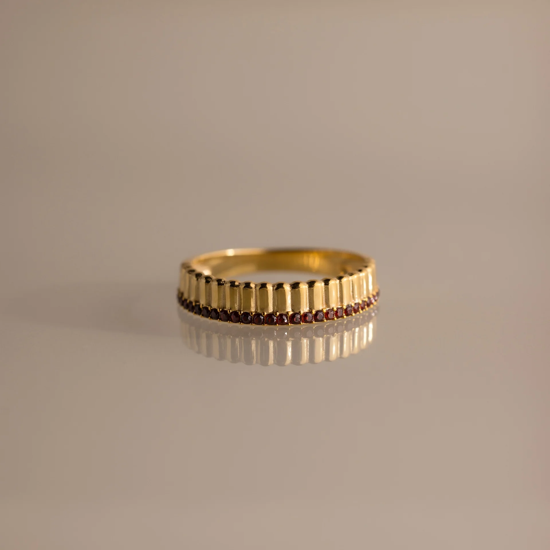 Ribbed Garnet Stack Ring