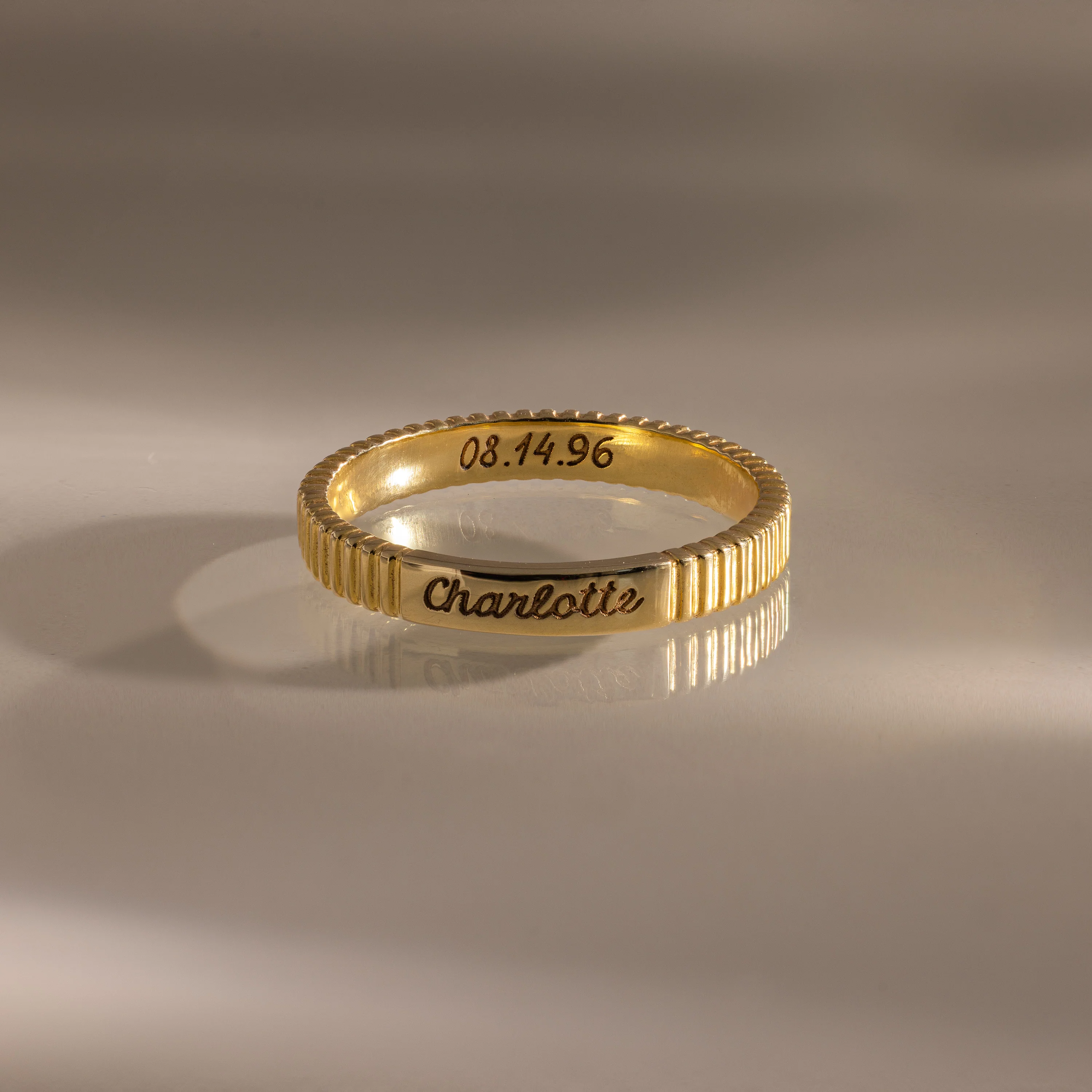 Ribbed Name Ring
