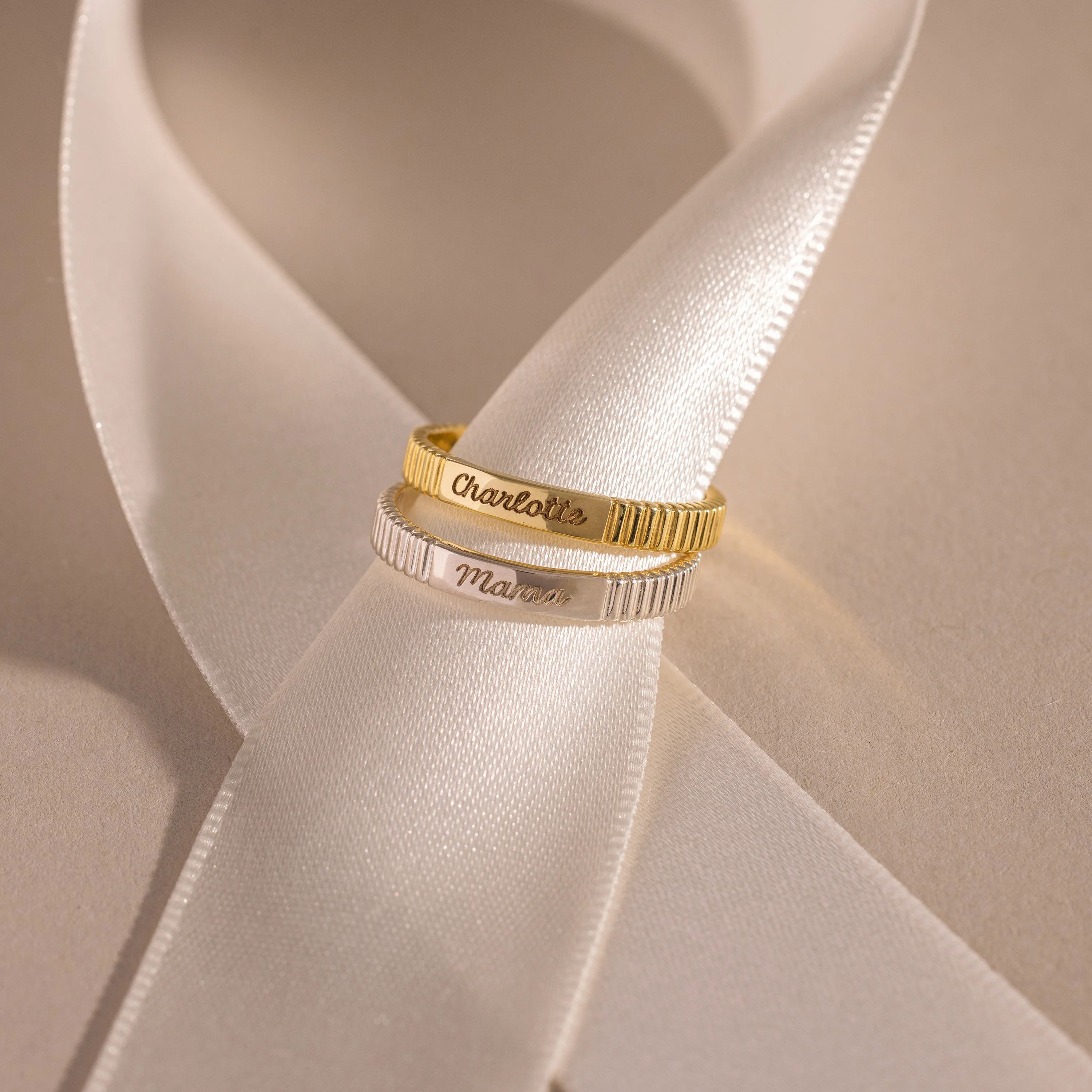 Ribbed Name Ring - Image 5