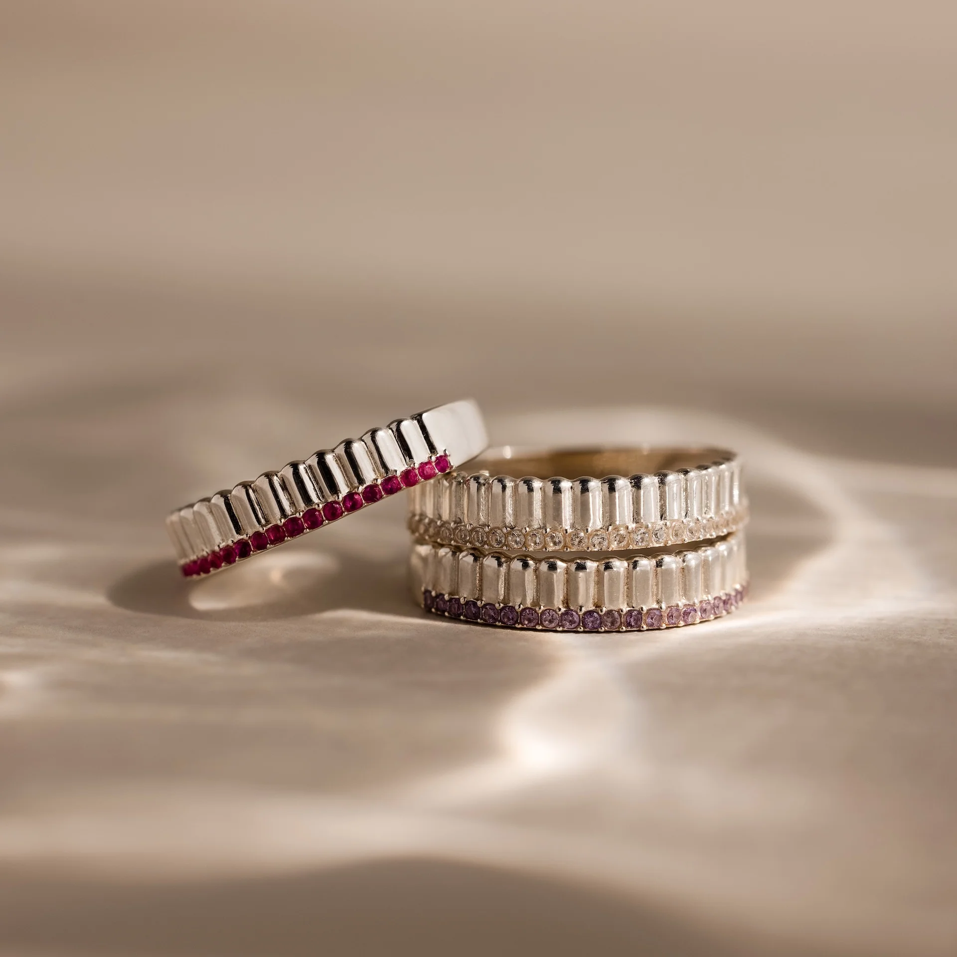 Ribbed Opal Stack Ring - Image 7