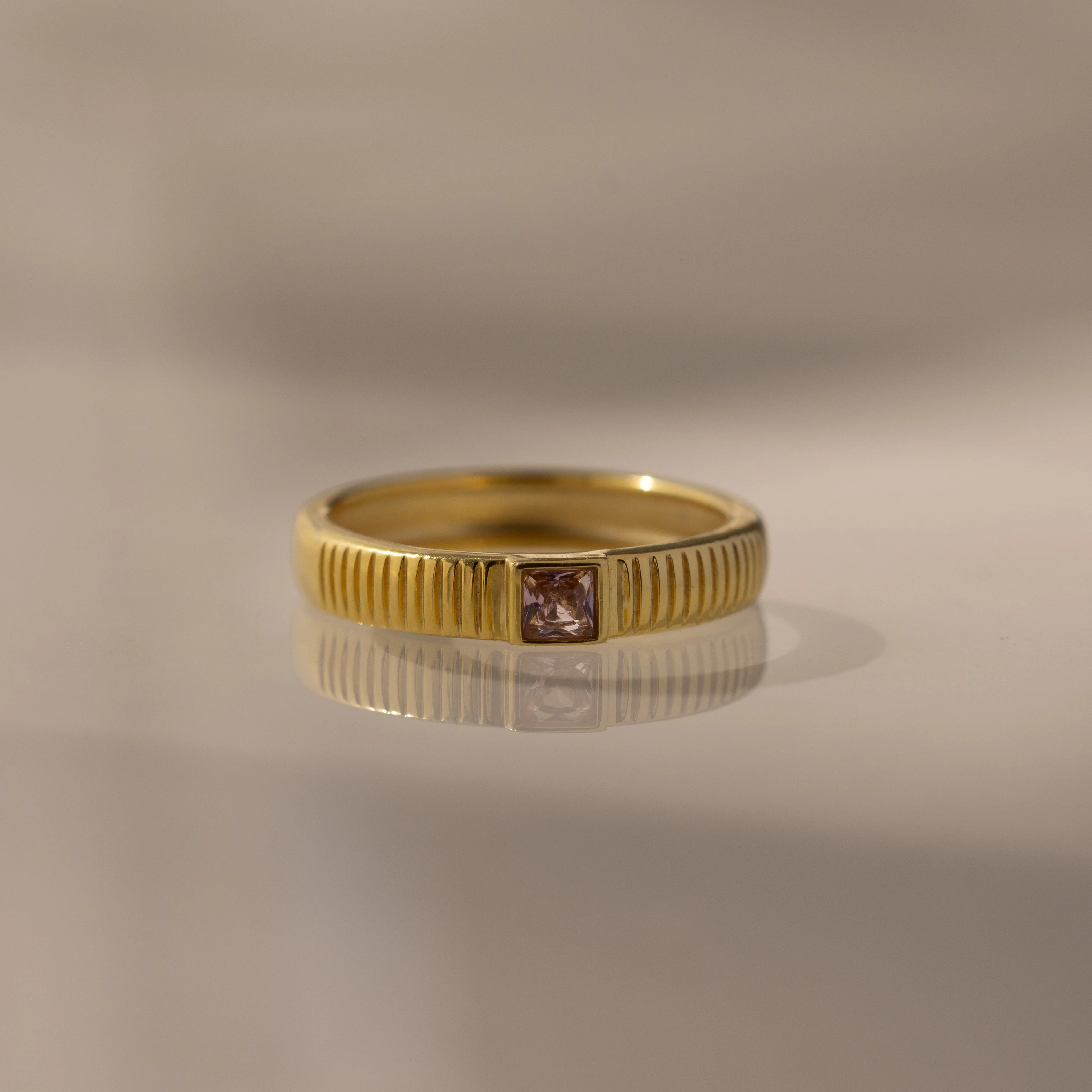 Ribbed Pink Tourmaline Band